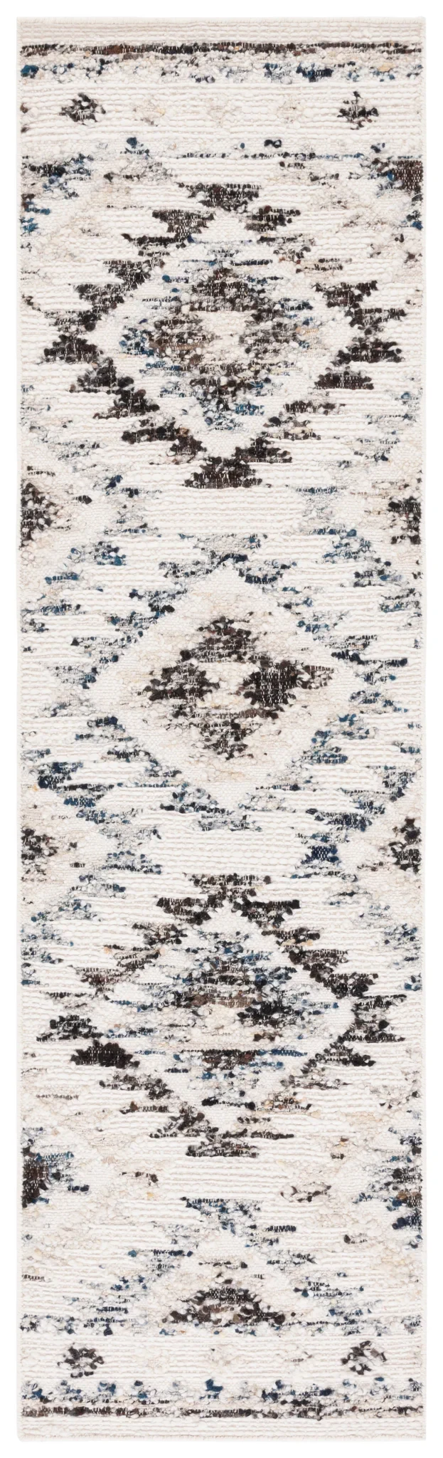 Manhattan Tribal Diamond Hand-Woven Wool Rug in Ivory / Charcoal