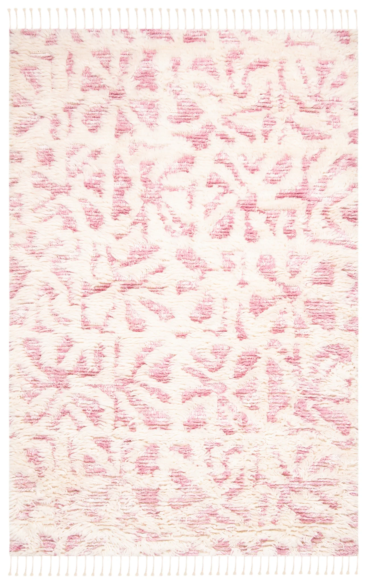 Manhattan Tribal Lattice Hand-Knotted Wool Rug in Ivory / Pink
