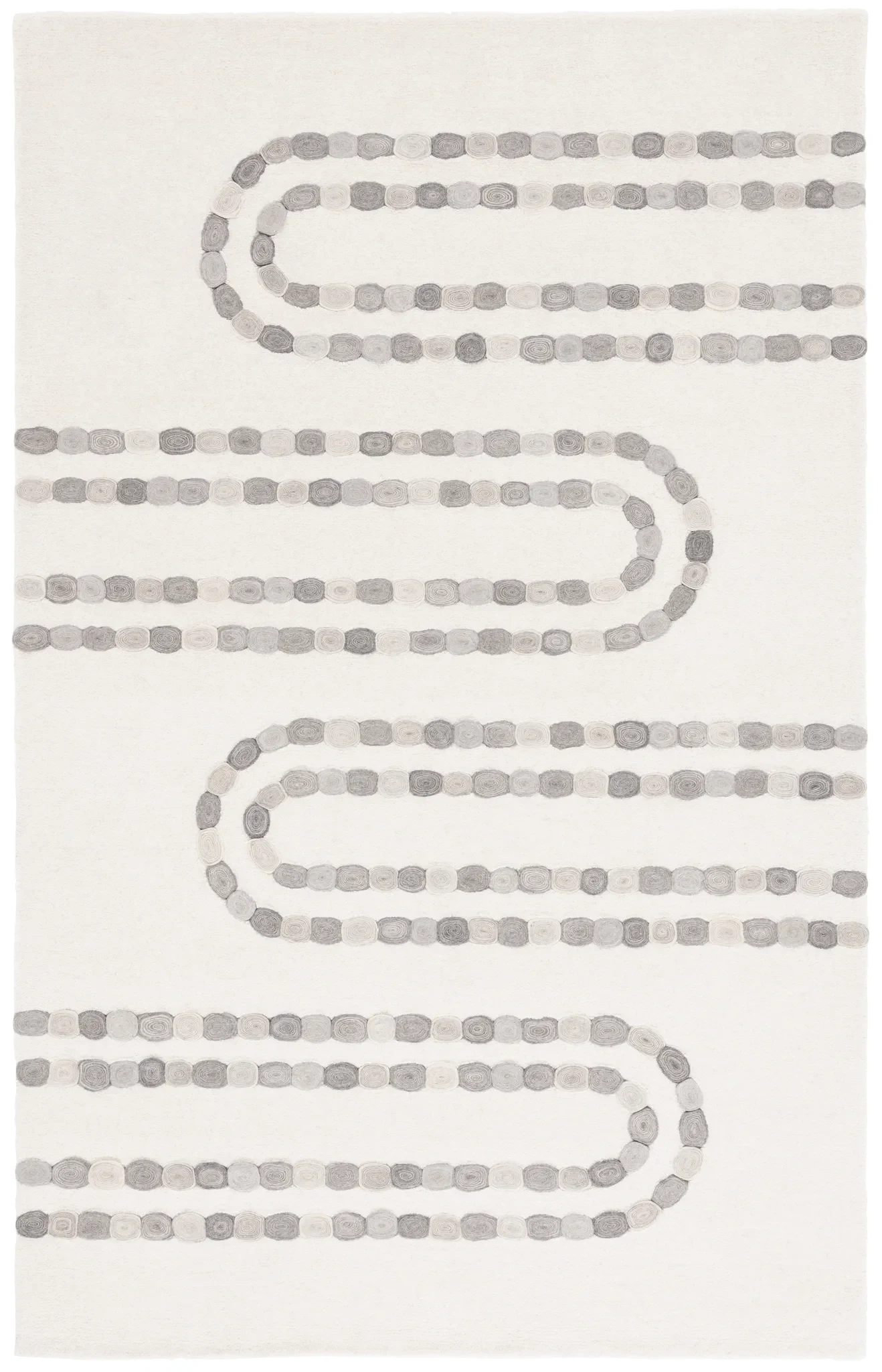 Manhattan Beaded Loop Hand-Tufted Wool Rug in Ivory / Gray