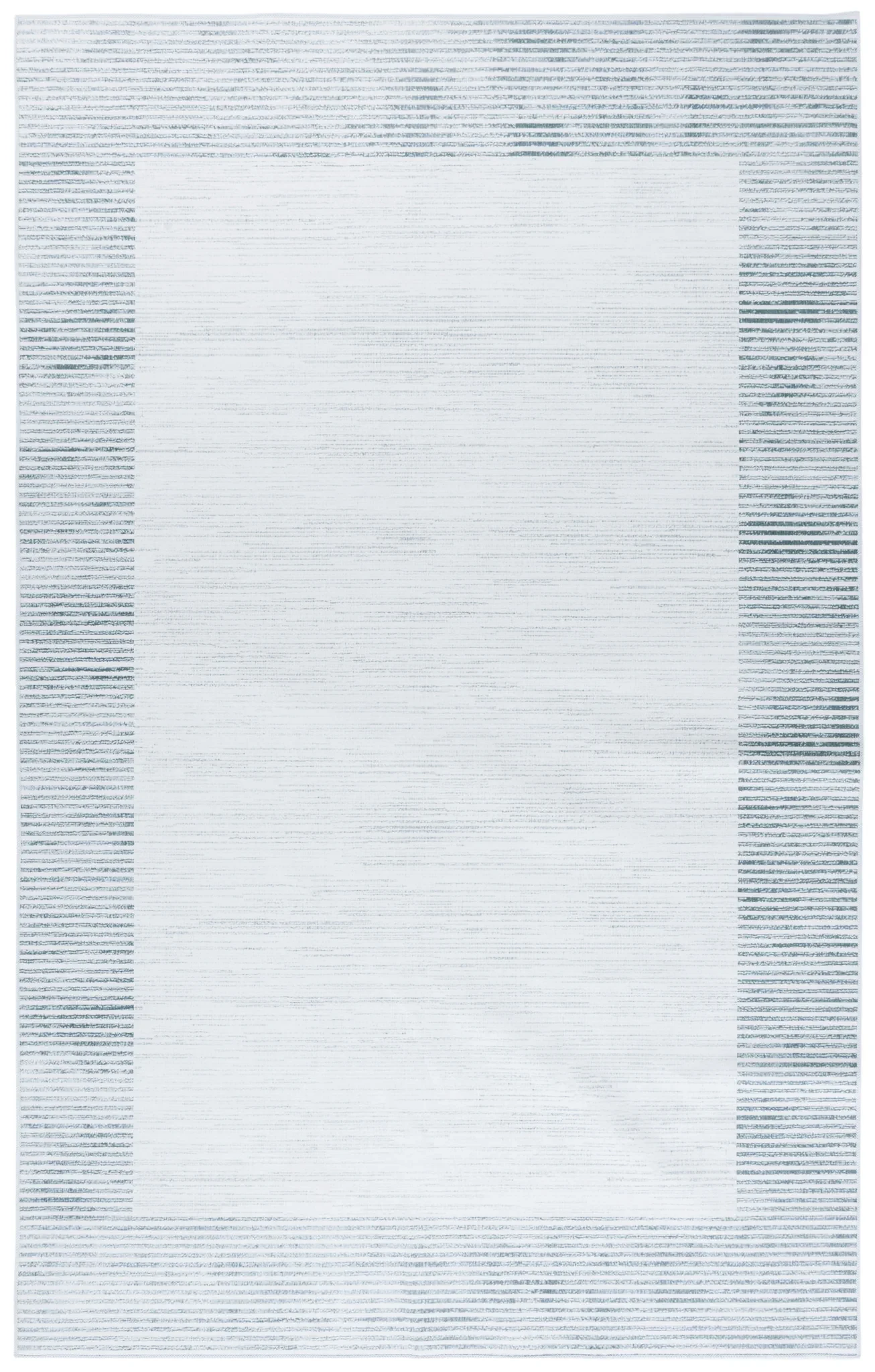 Malibu Striped Border Washable Rug in Ivory / Gray