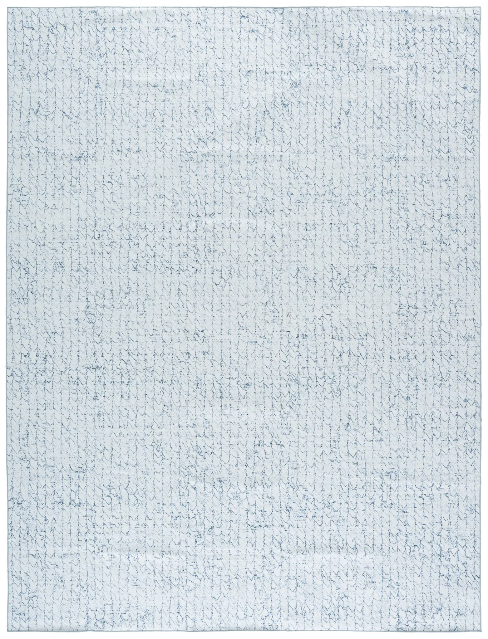Malibu Sketched Chevron Washable Rug in Gray / Blue