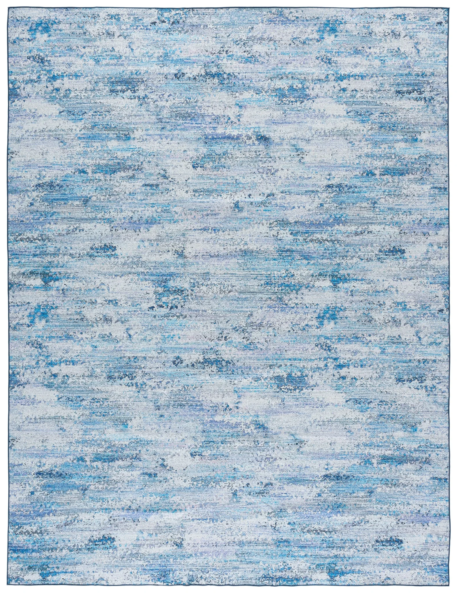 Malibu Faded Abstract Washable Rug in Gray / Blue