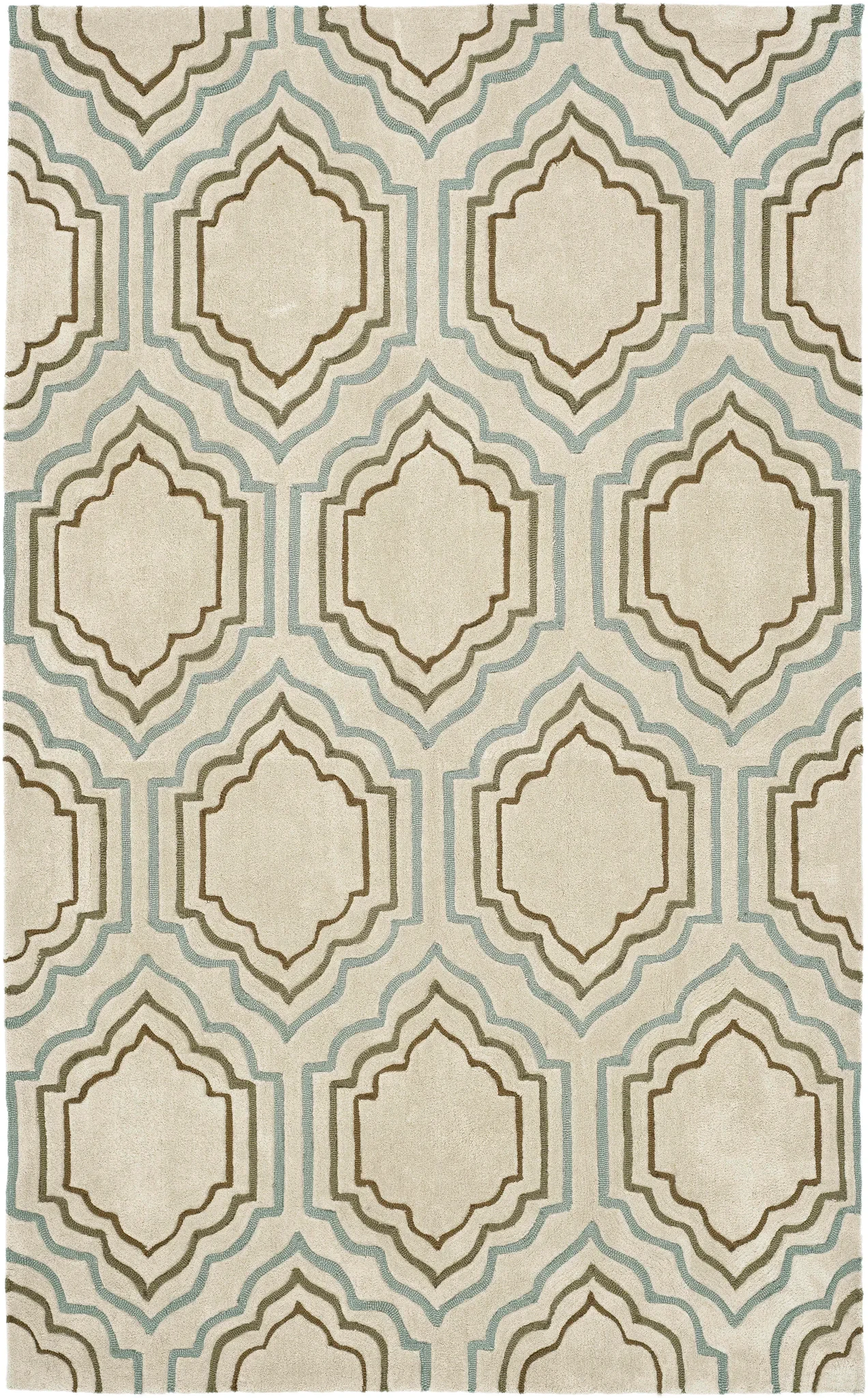 Modern Art Ogee Trellis Hand-Tufted Rug in Beige / Multicolor