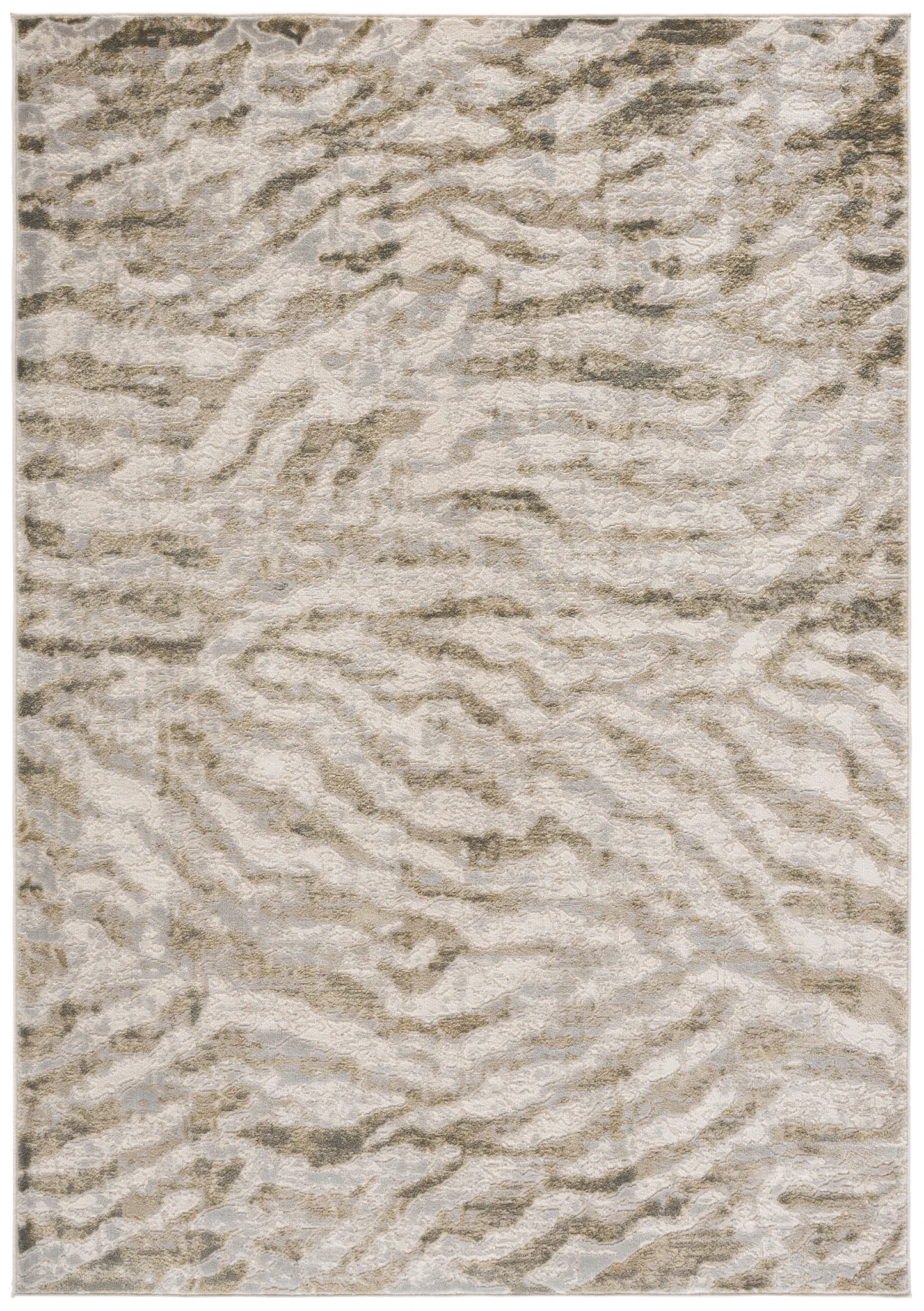Madrid Modern Abstract Wave Rug in Gray / Green