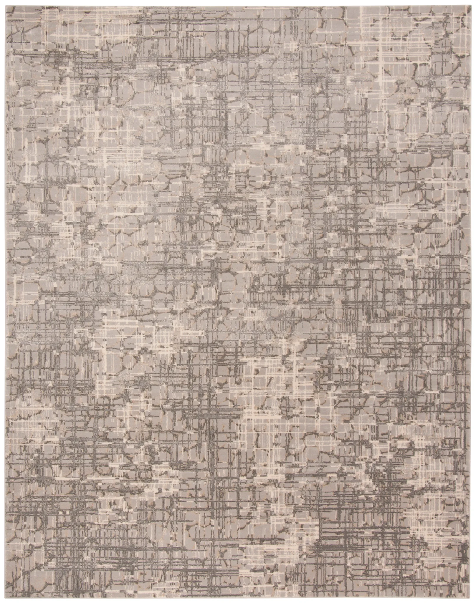 Meadow Abstract Grid Rug in Gray