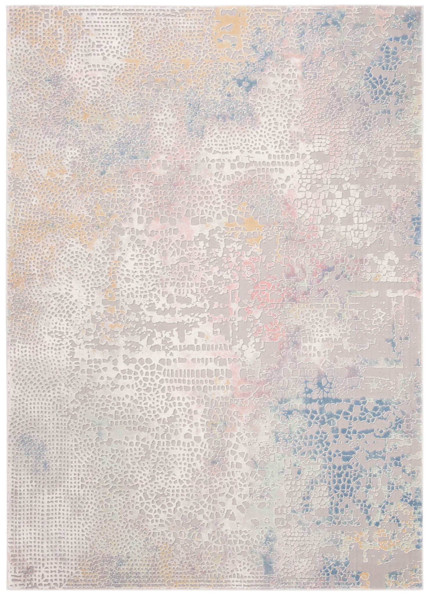 Meadow Textured Dot Abstract Rug in Gray / Gold