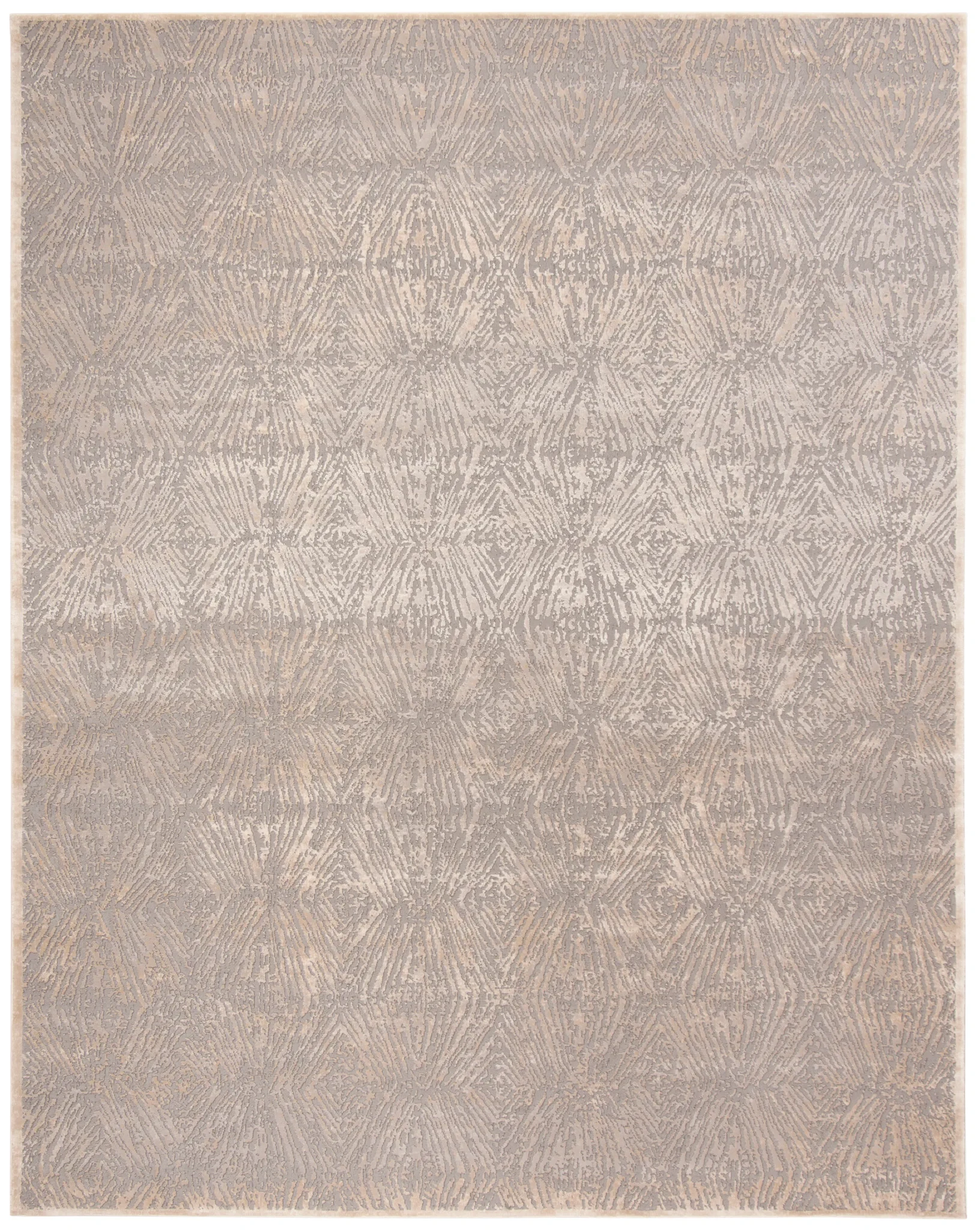 Meadow Textured Diamond Rug in Ivory / Gray