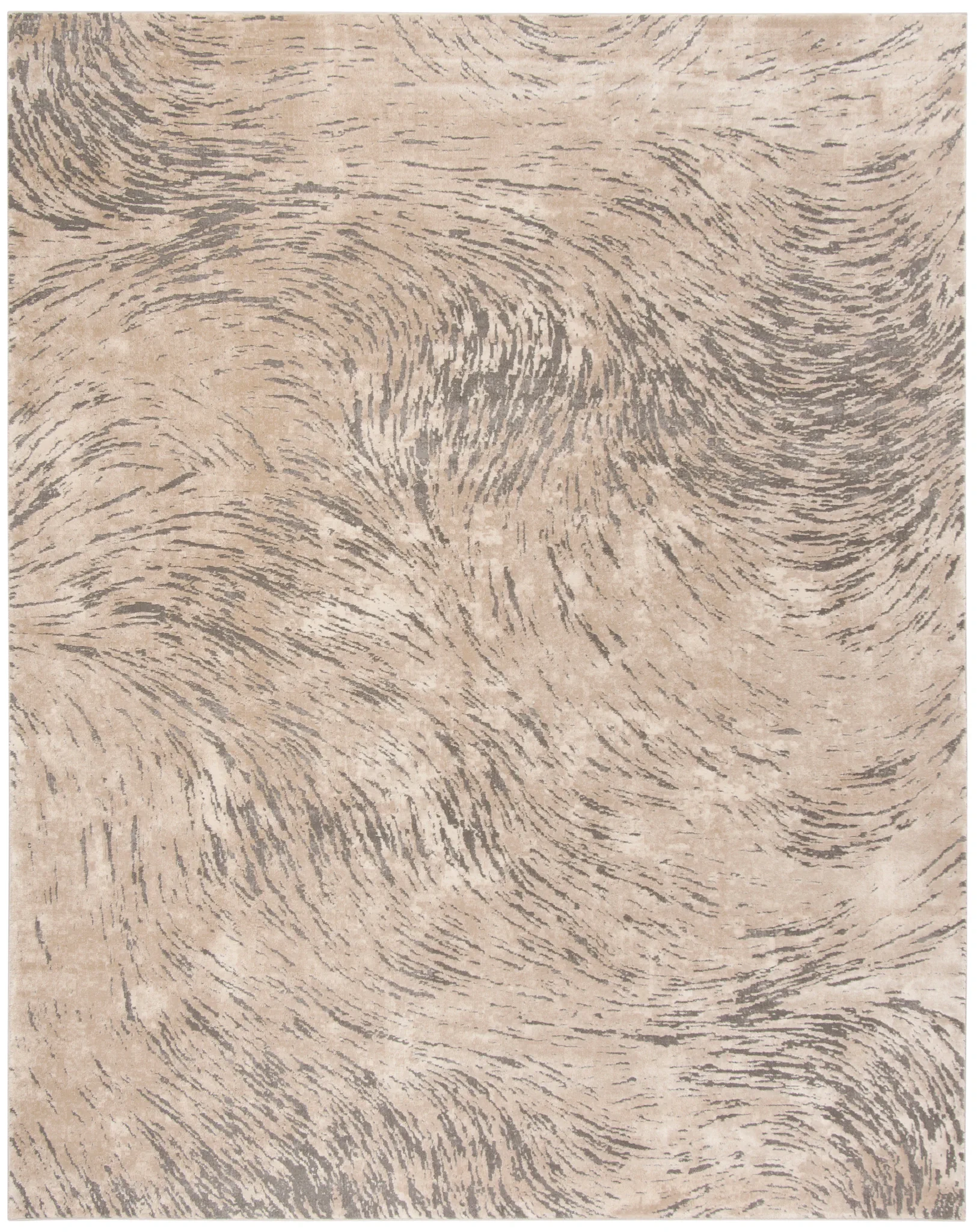 Meadow Abstract Swirl Rug in Ivory / Gray