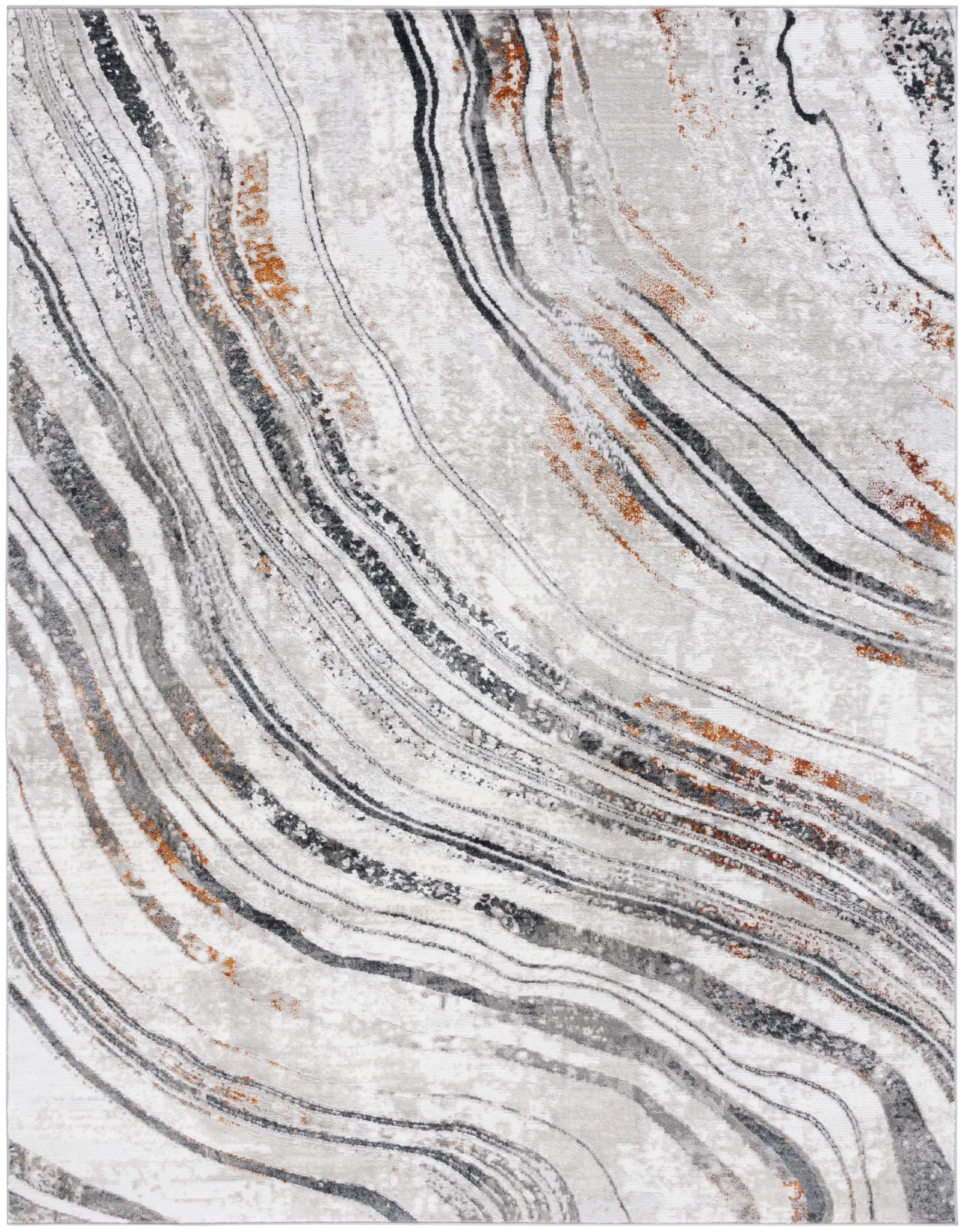 Meadow Marbled Wave Rug in Light Gray / Black
