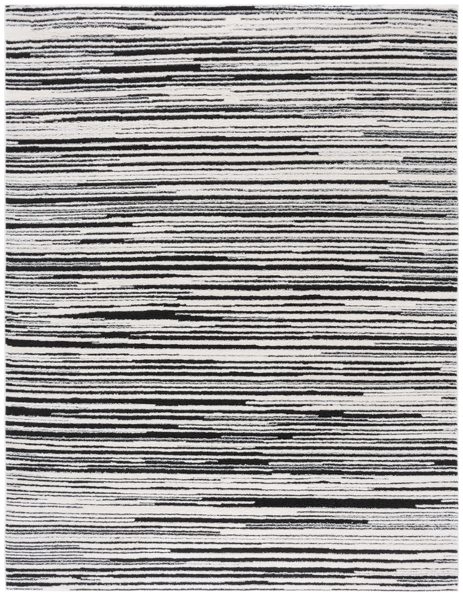 Melody Modern Linear Stripe Rug in Ivory / Black