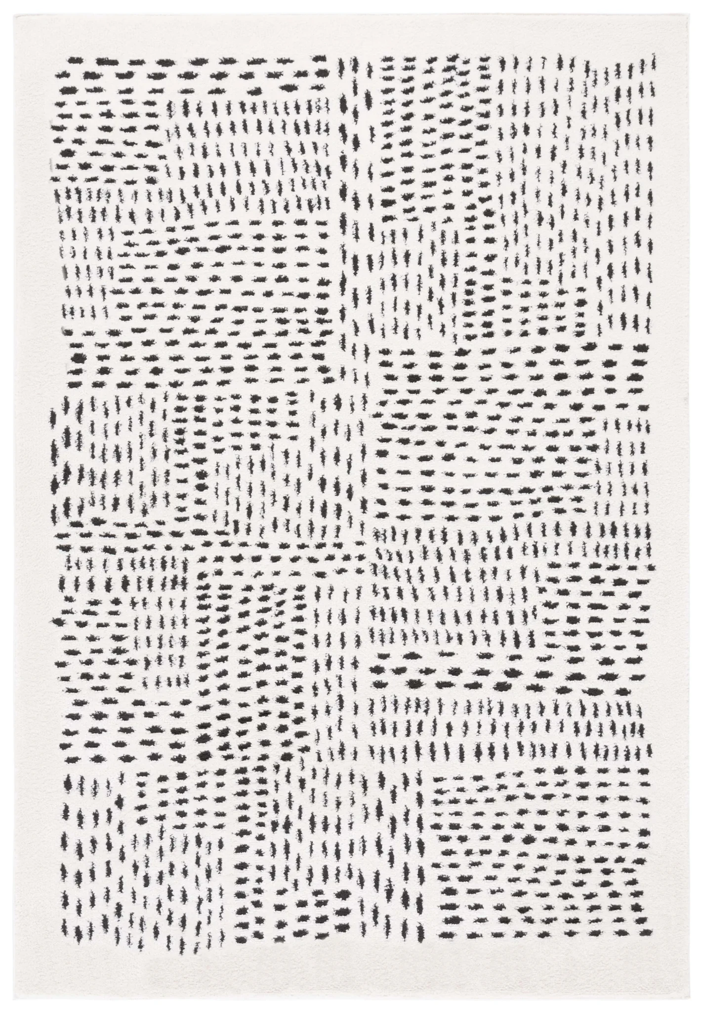 Melody Dashed Block Rug in Ivory / Black