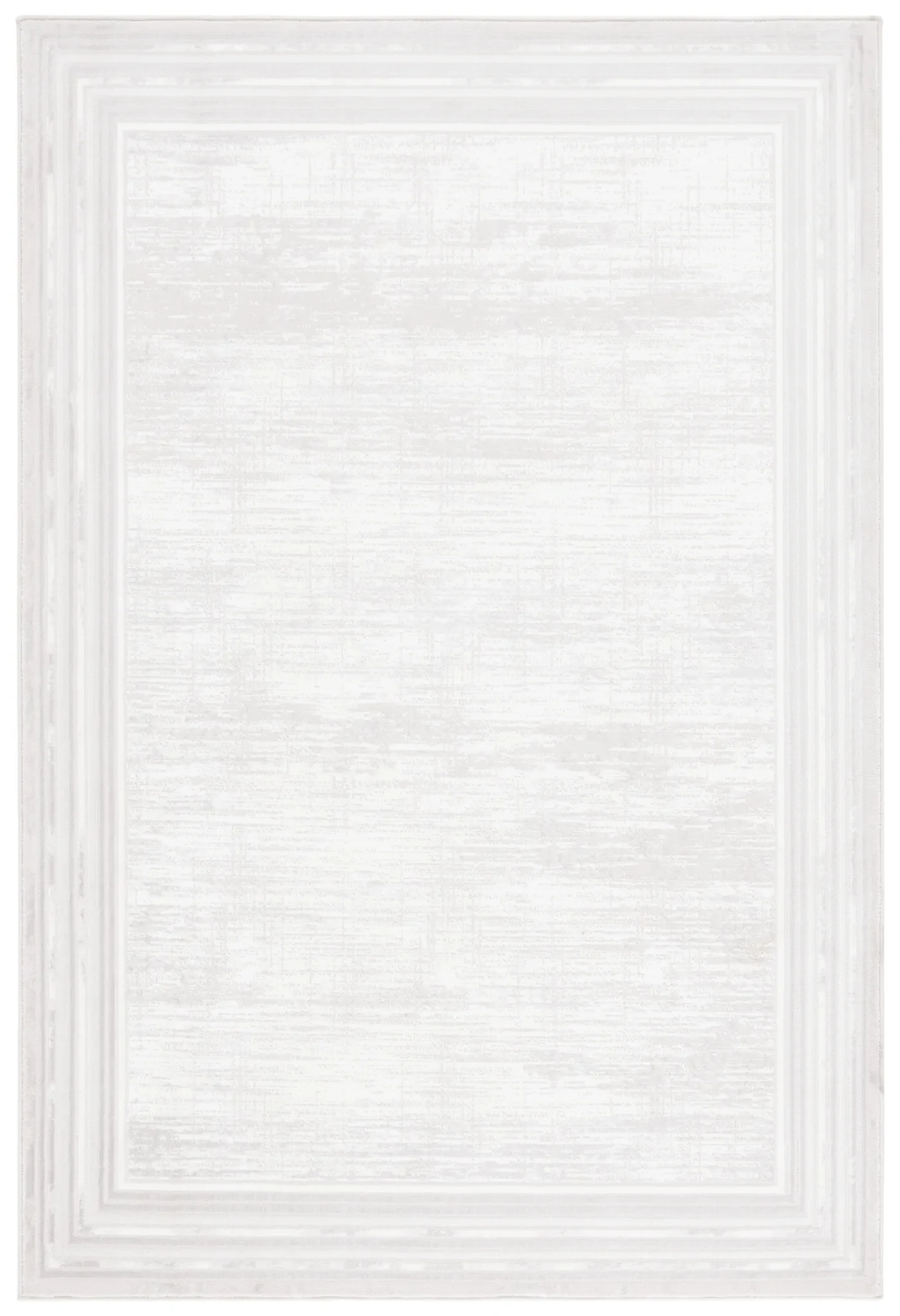 Memphis Bordered Textured Rug in Gray / Ivory