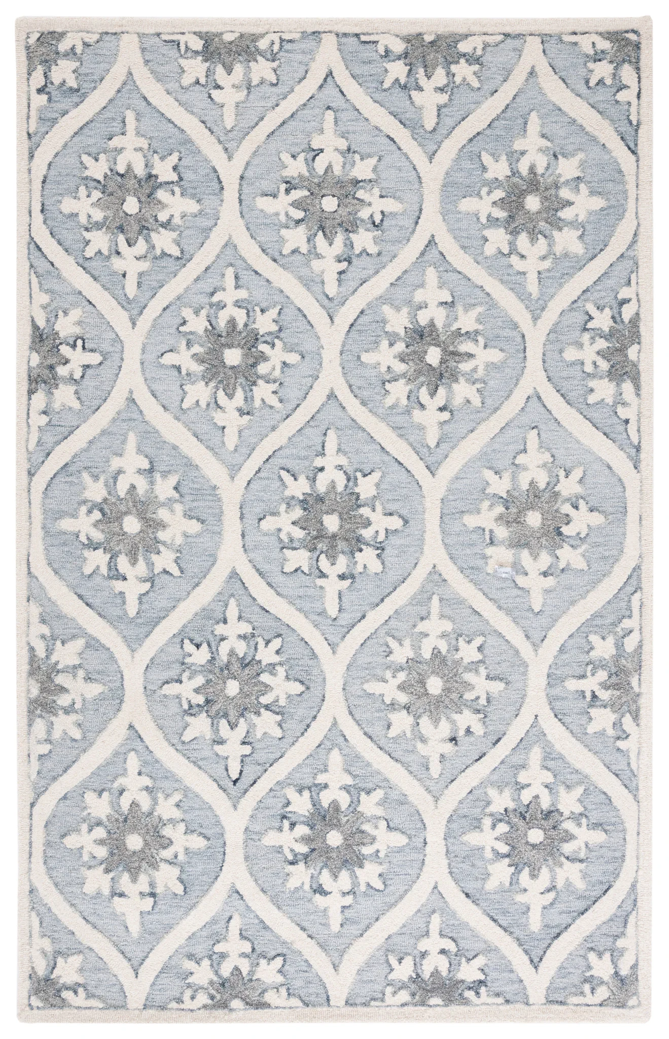Metro Ogee Medallion Hand-Tufted Wool Rug in Gray / Ivory