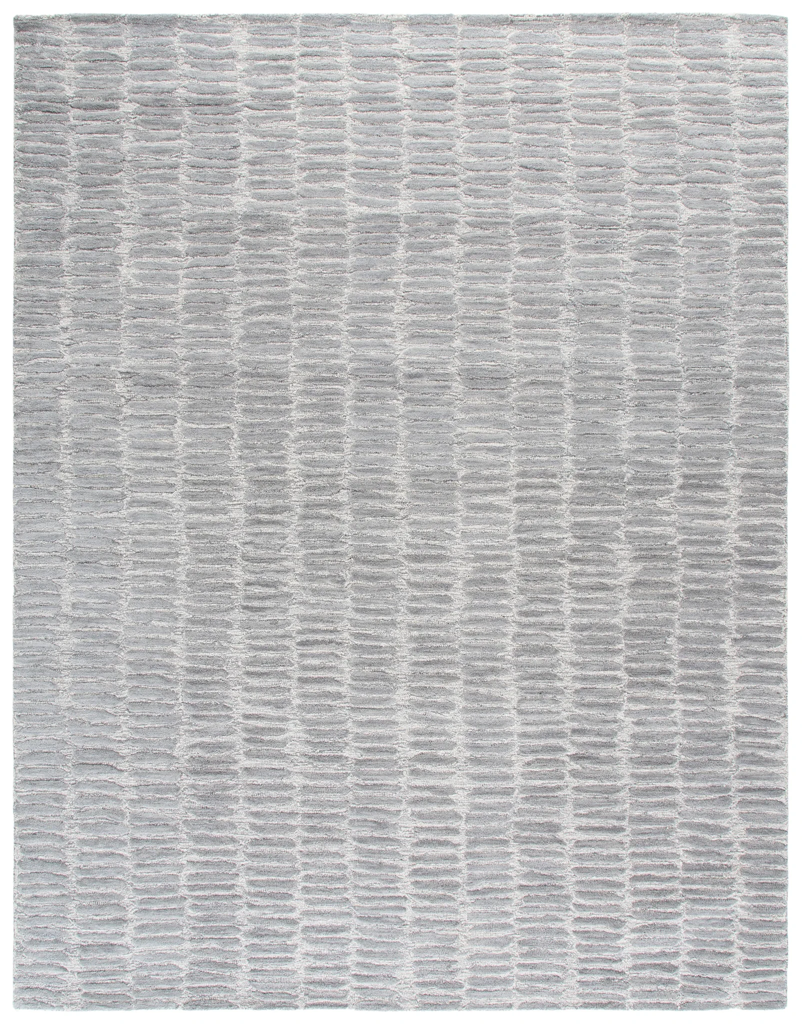 Metro Dashed Stripe Hand-Tufted Wool Rug in Silver / Gray