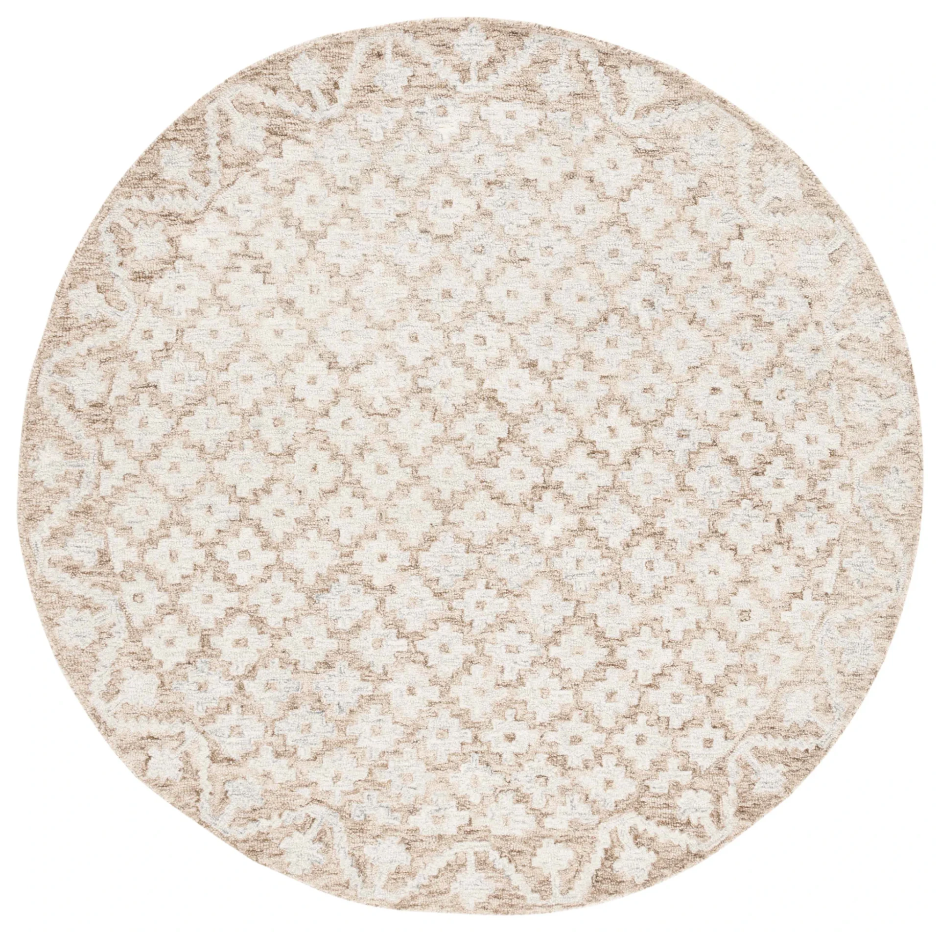 Metro Trellis Border Hand-Tufted Wool Rug in Beige / Sage