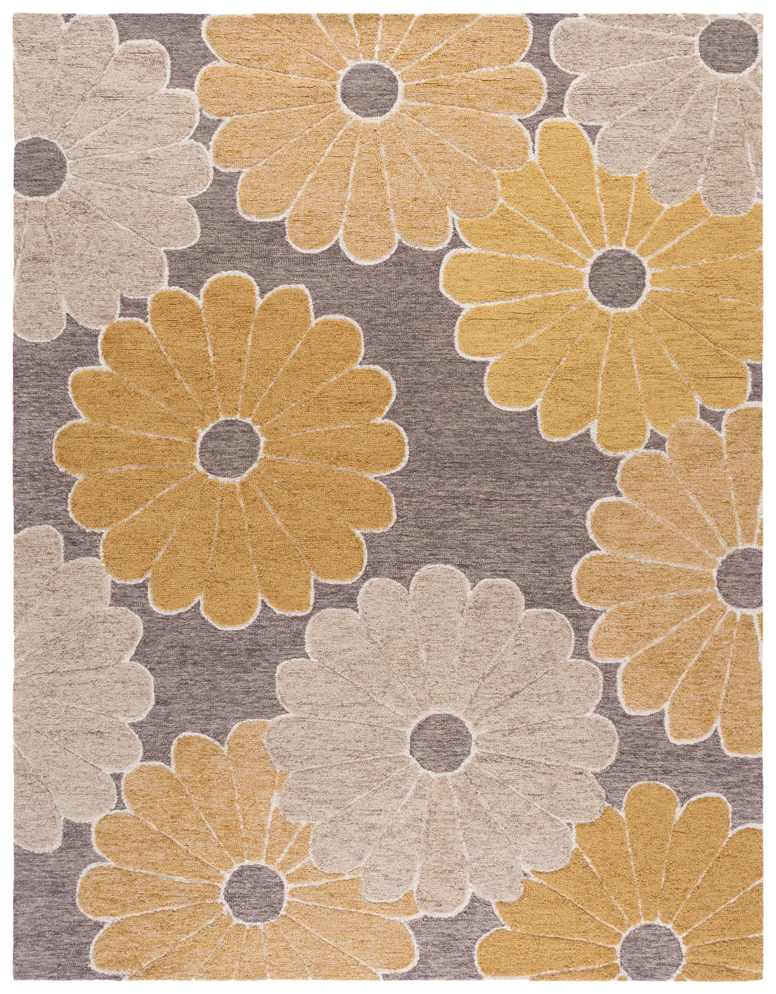 Metro Daisy Hand-Tufted Wool Rug in Dark Gray / Beige