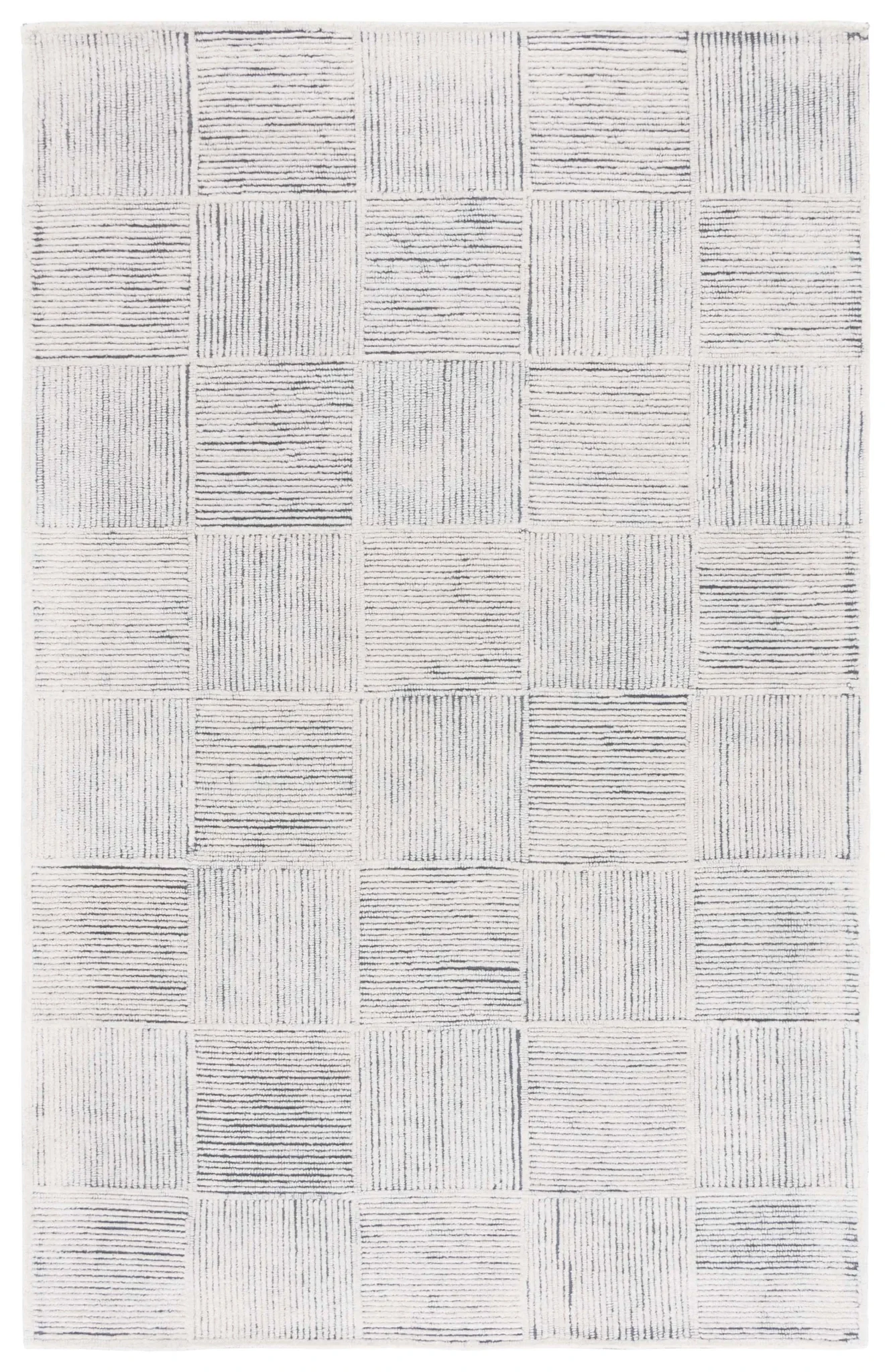 Metro Modern Checkerboard Hand-Tufted Wool Rug in Ivory / Charcoal