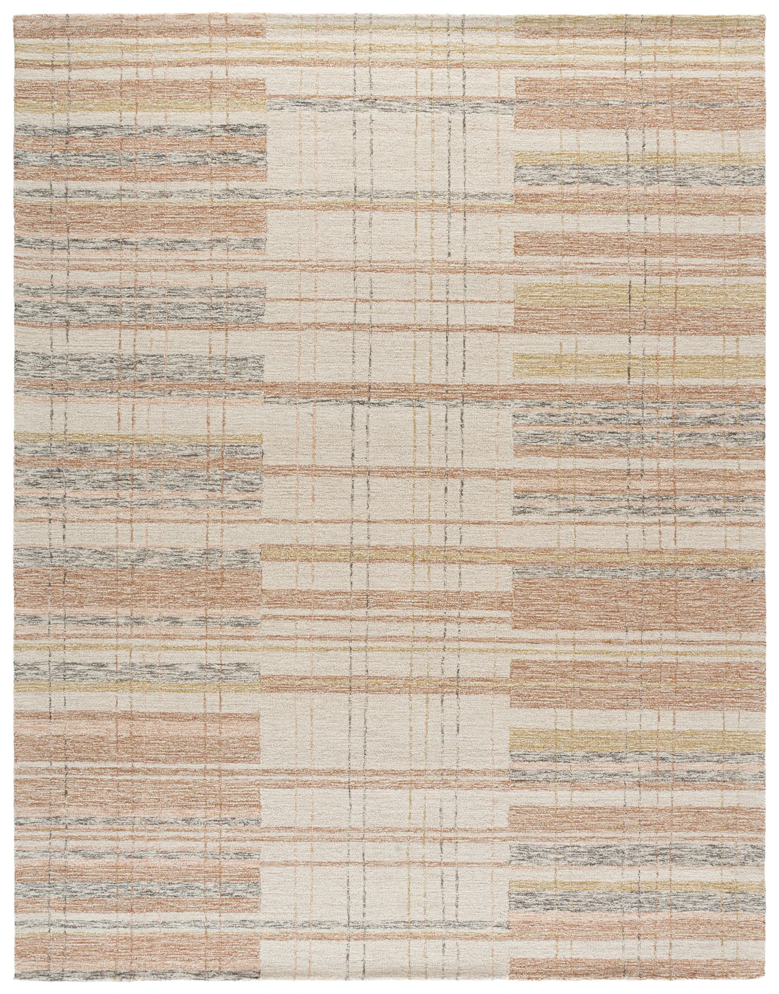 Metro Plaid Hand-Tufted Rug in Ivory / Rust