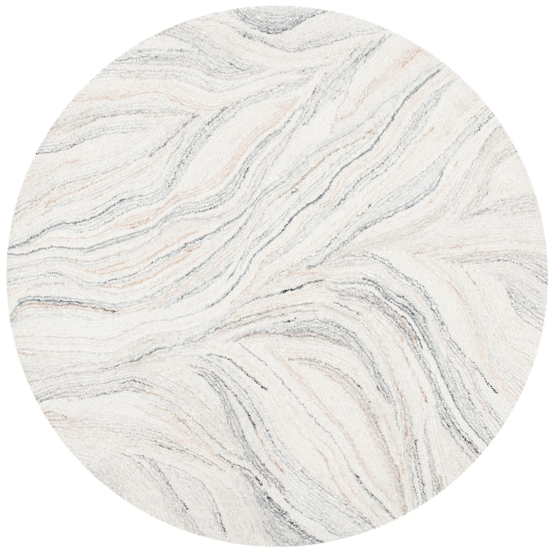Metro Wavy Line Hand-Tufted Wool Rug in Ivory / Gray