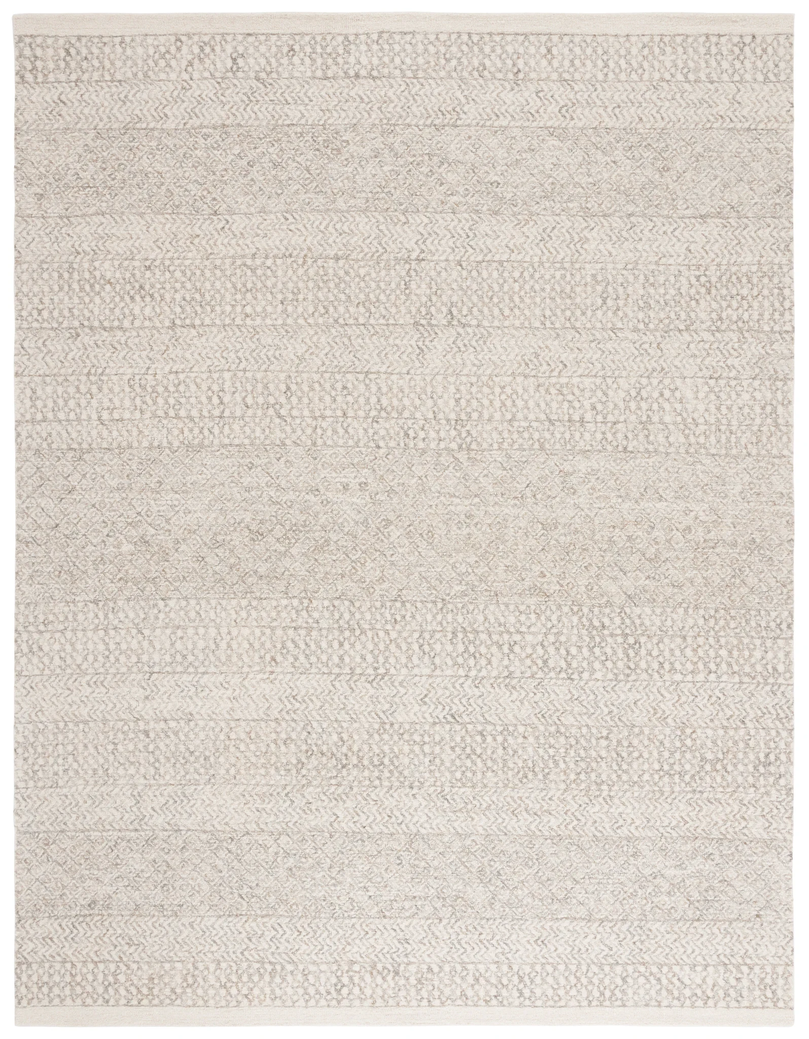 Metro Chevron Stripe Hand-Tufted Wool Rug in Ivory