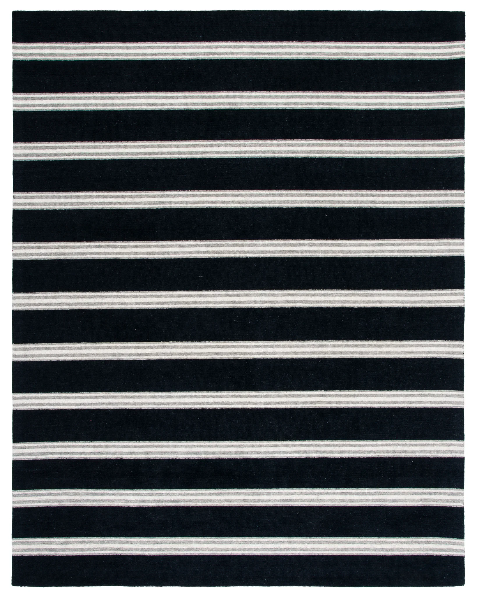 Metro Striped Hand-Tufted Wool Rug in Black / Ivory