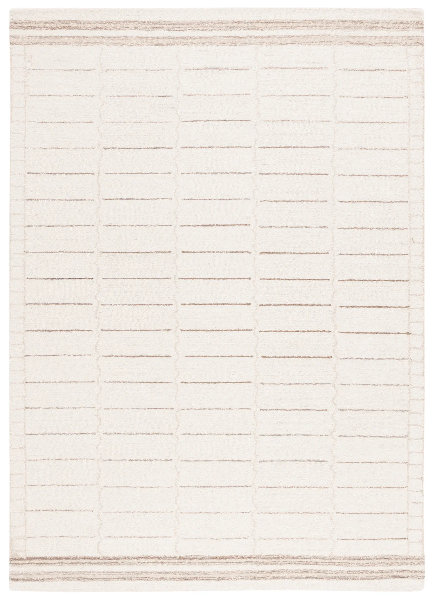 Metro Bordered Grid Hand-Tufted Wool Rug in Ivory / Brown