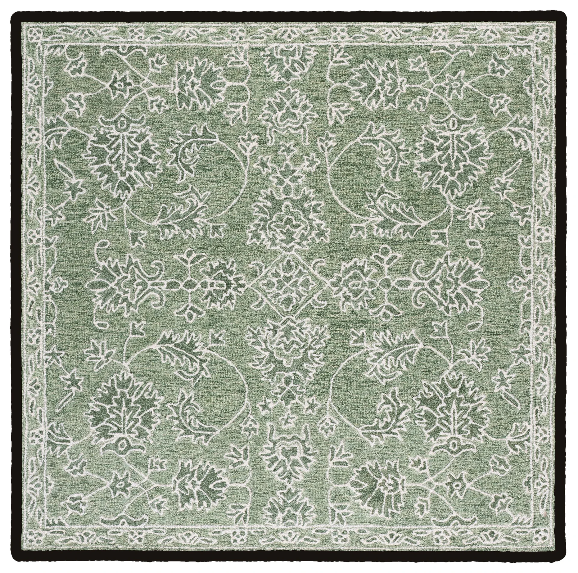 Metro Acanthus Scroll Hand-Tufted Wool Rug in Sage / Green