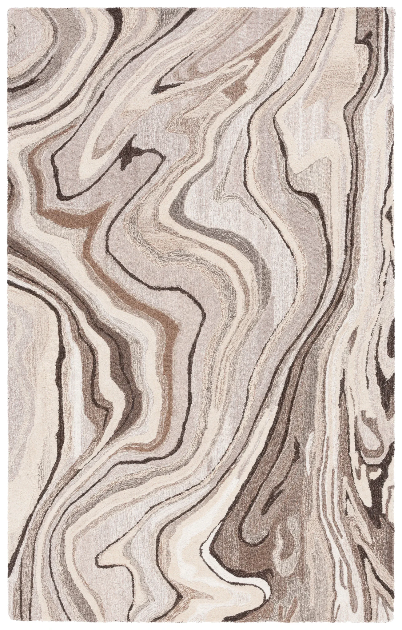 Metro Marble Hand-Tufted Wool Rug in Brown / Ivory