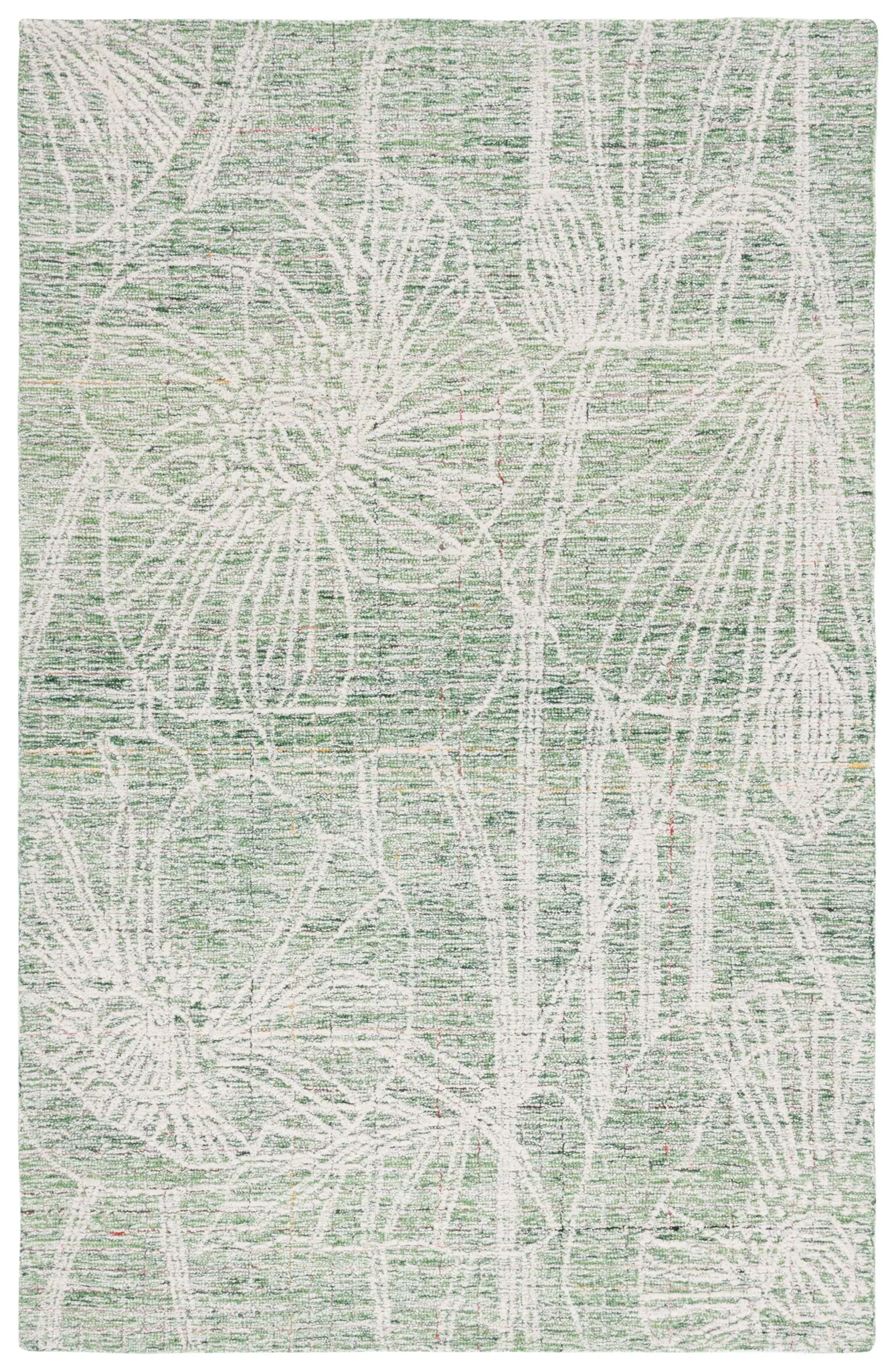 Metro Botanical Hand-Tufted Wool Rug in Green / Ivory