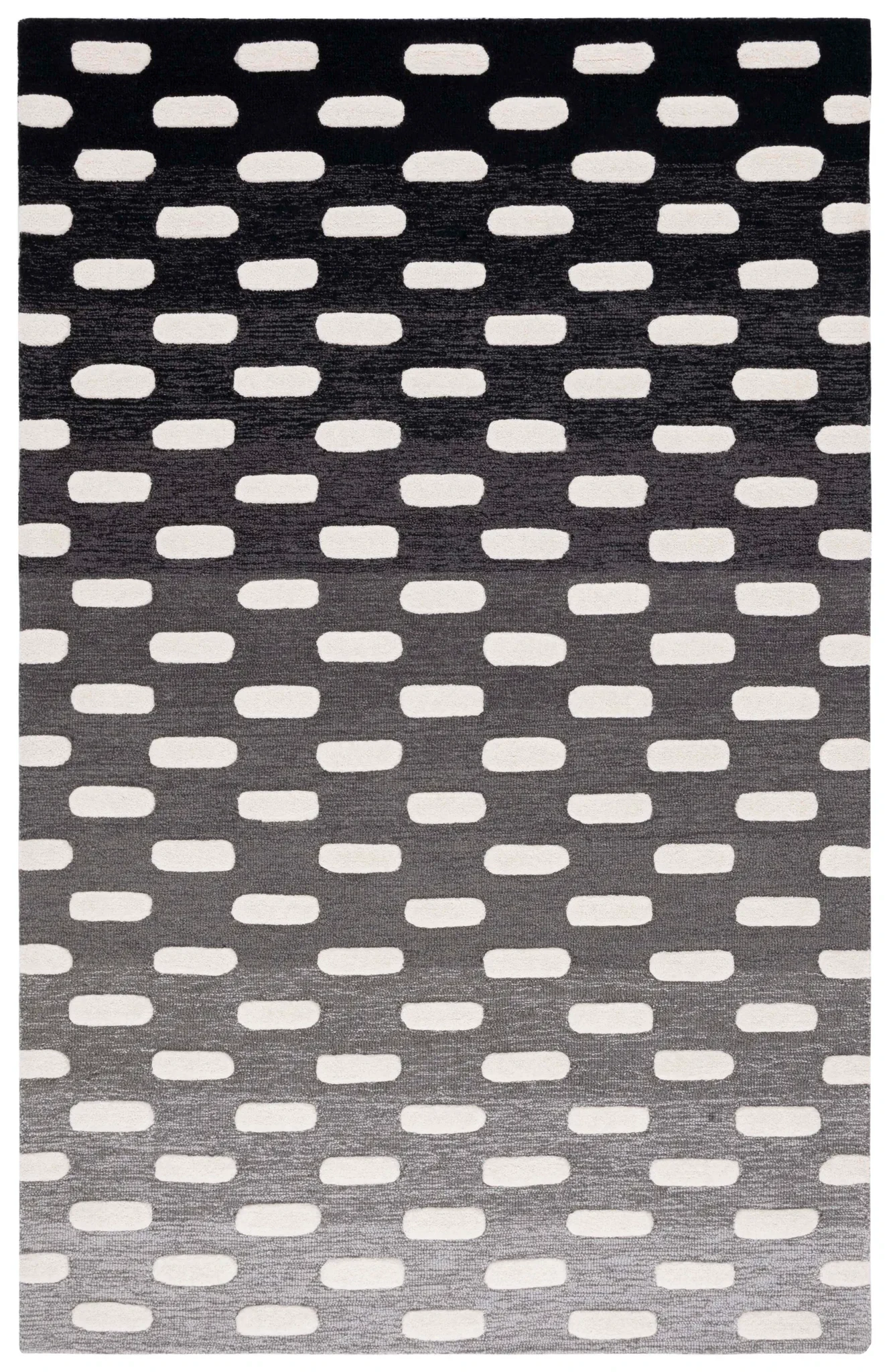 Metro Gradient Dash Hand-Tufted Wool Rug in Black / Ivory