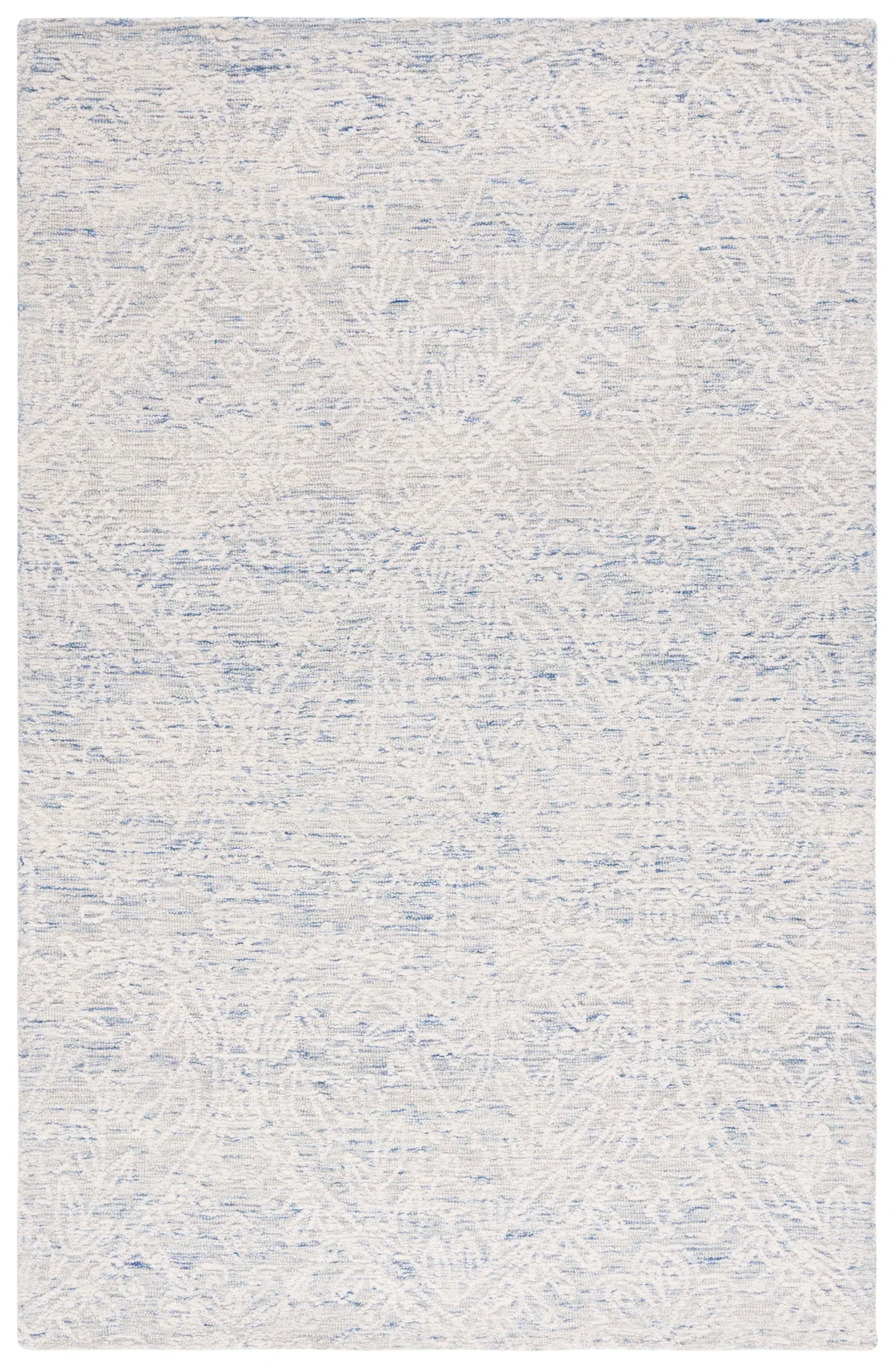 Metro Damask Trellis Hand-Tufted Wool Rug in Blue / Ivory