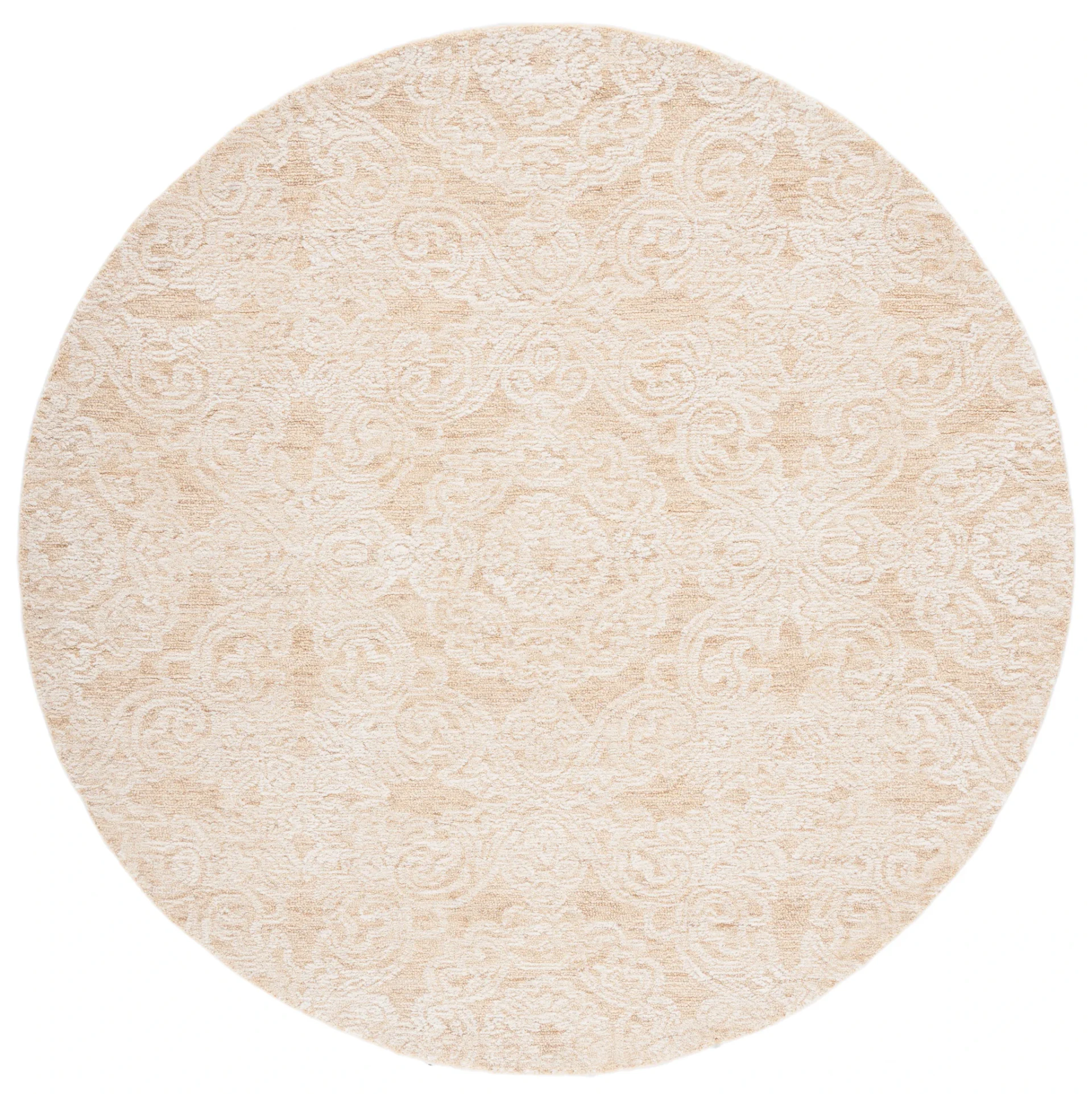 Metro Damask Medallion Hand-Tufted Wool Rug in Gold / Ivory