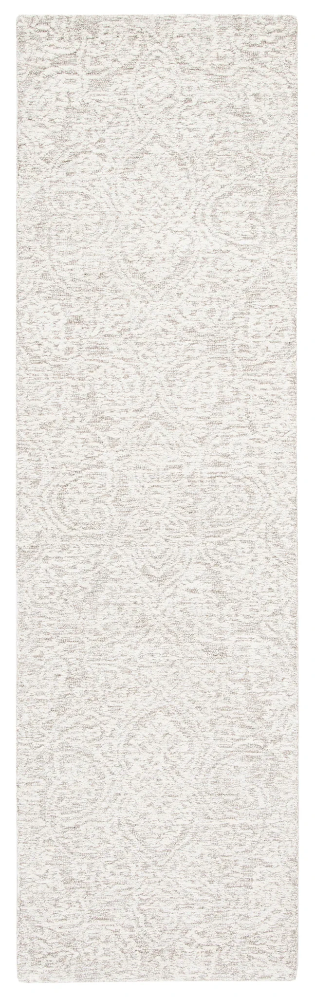 Metro Distressed Damask Hand-Tufted Wool Rug in Natural / Ivory