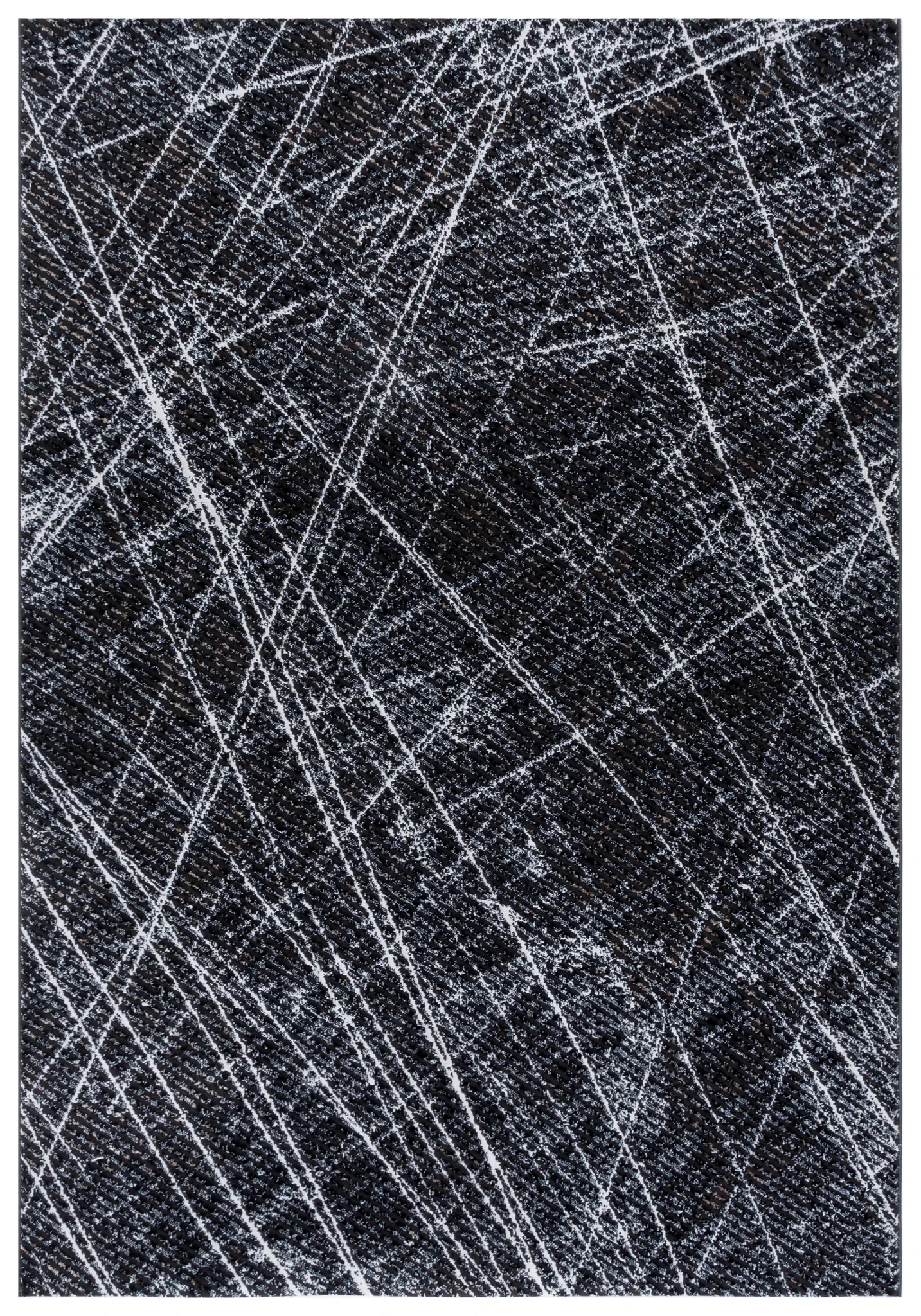 Mila Abstract Scribble Rug in Black / Beige Ivory