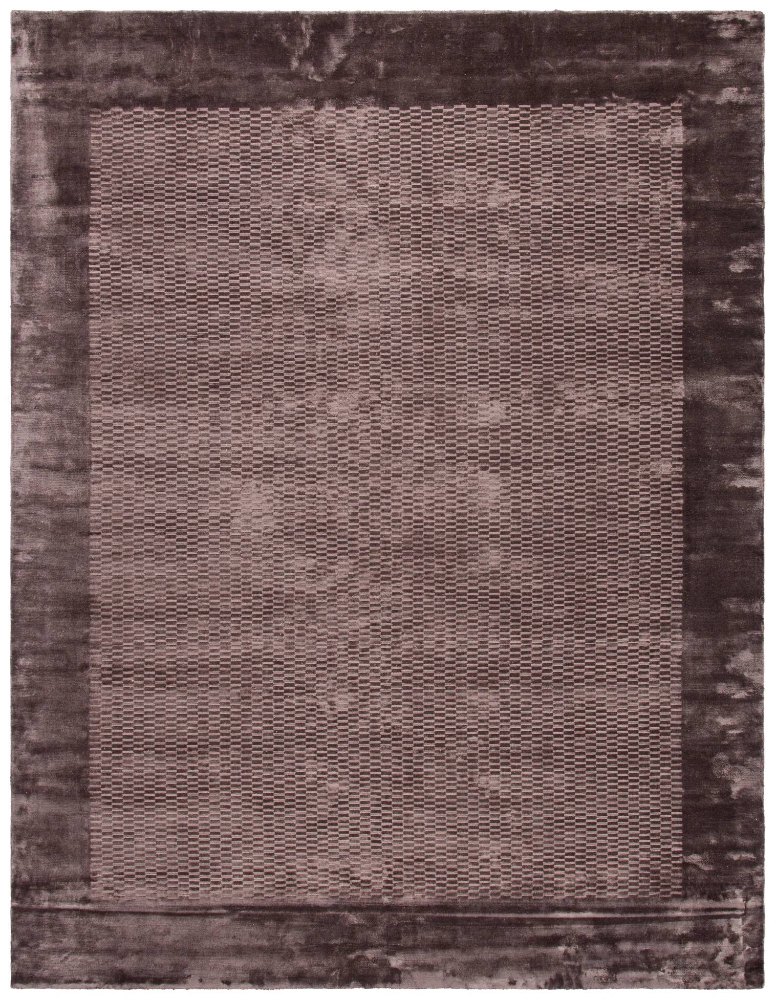 Mirage Textured Border Hand-Loomed Viscose Rug in Brown