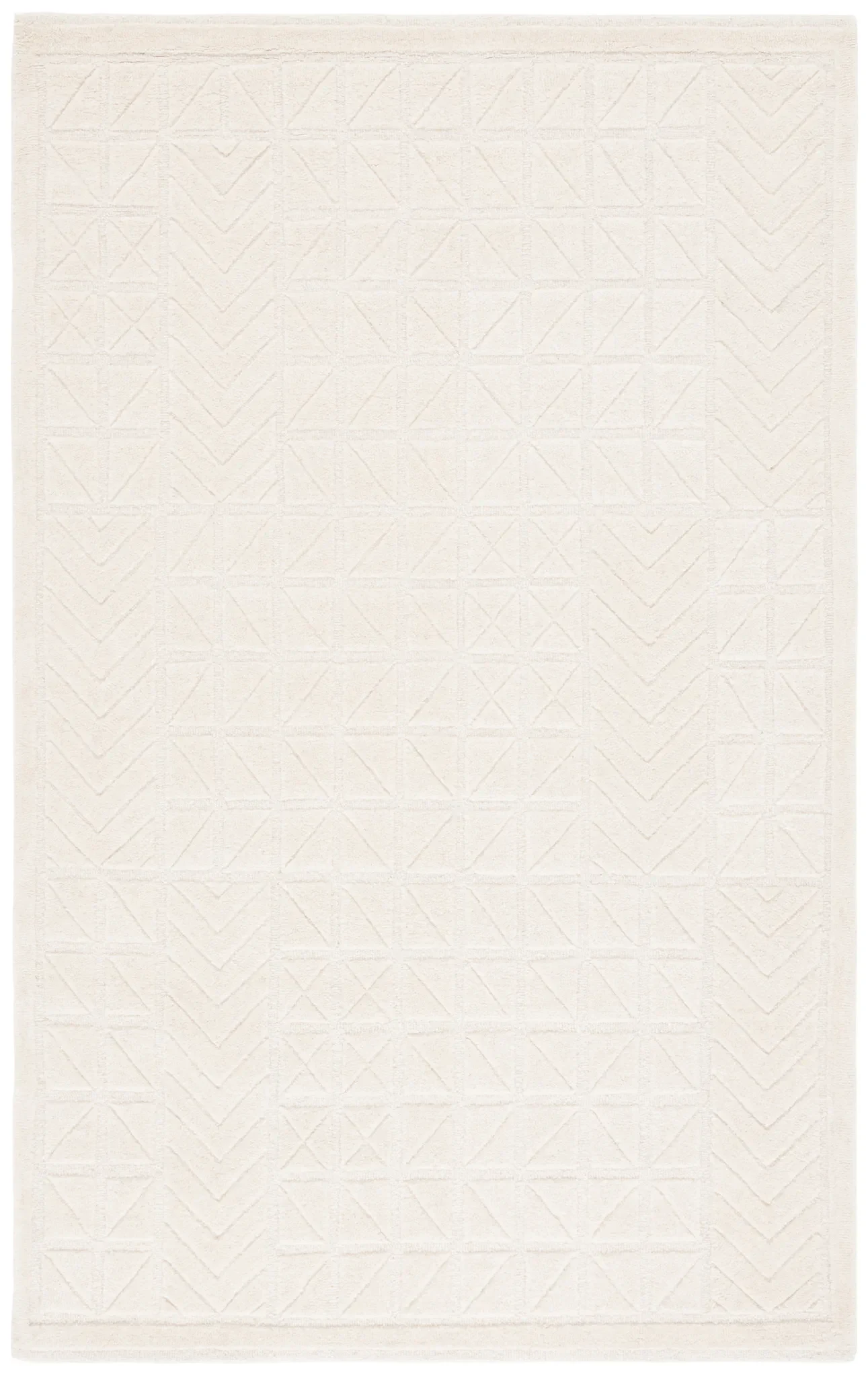 Mykonos Carved Geometric Hand-Tufted Wool Rug in Ivory