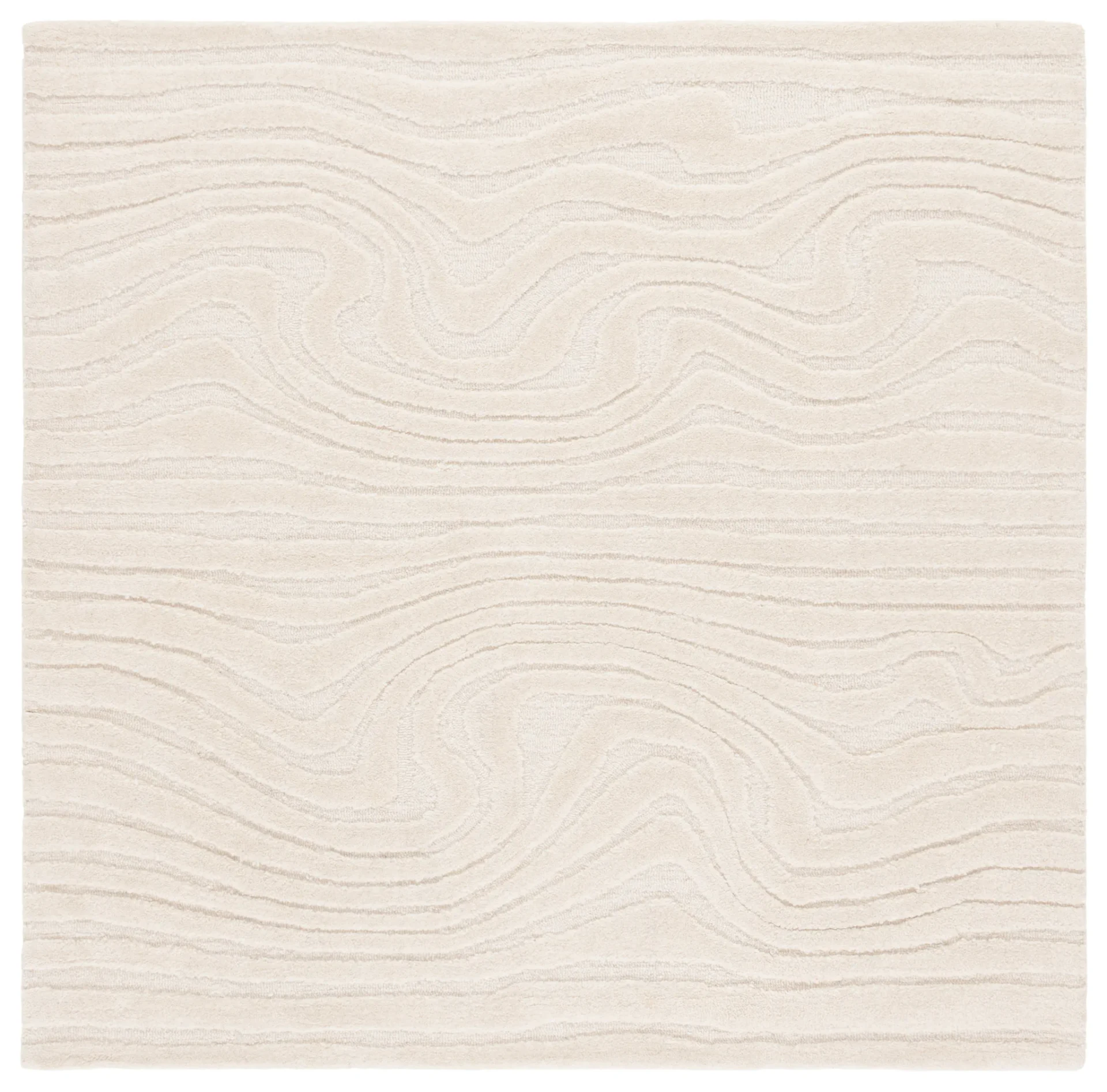 Mykonos Organic Wave Hand-Tufted Wool Rug in Ivory
