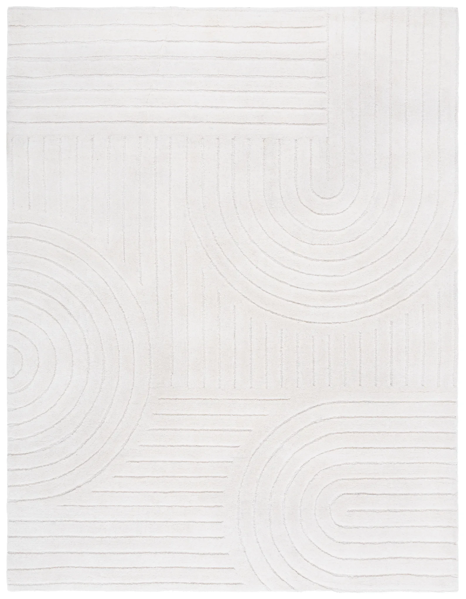 Mykonos Concentric Arch Hand-Tufted Wool Rug in Ivory