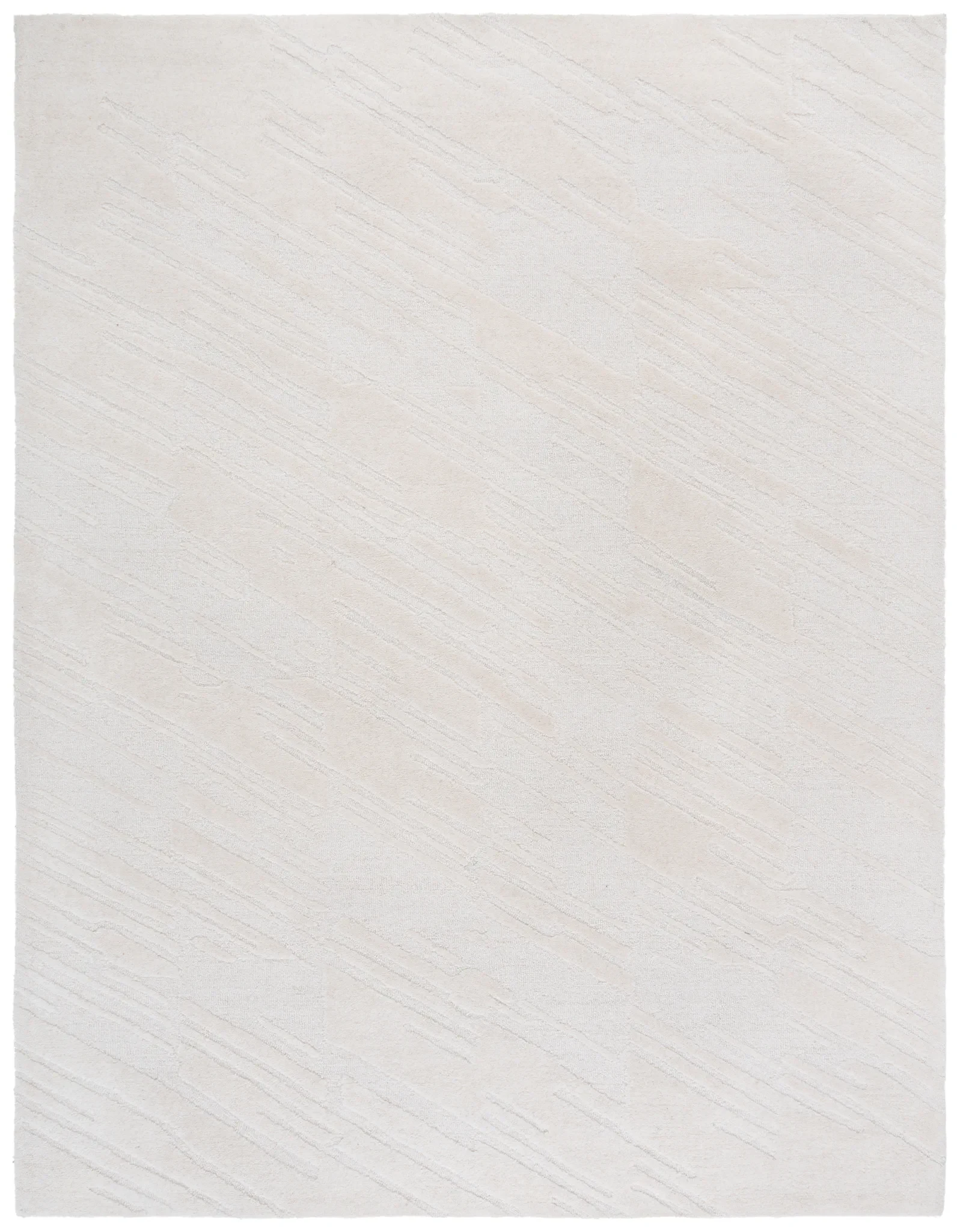 Mykonos Textured Stripe Hand-Tufted Wool Rug in Ivory