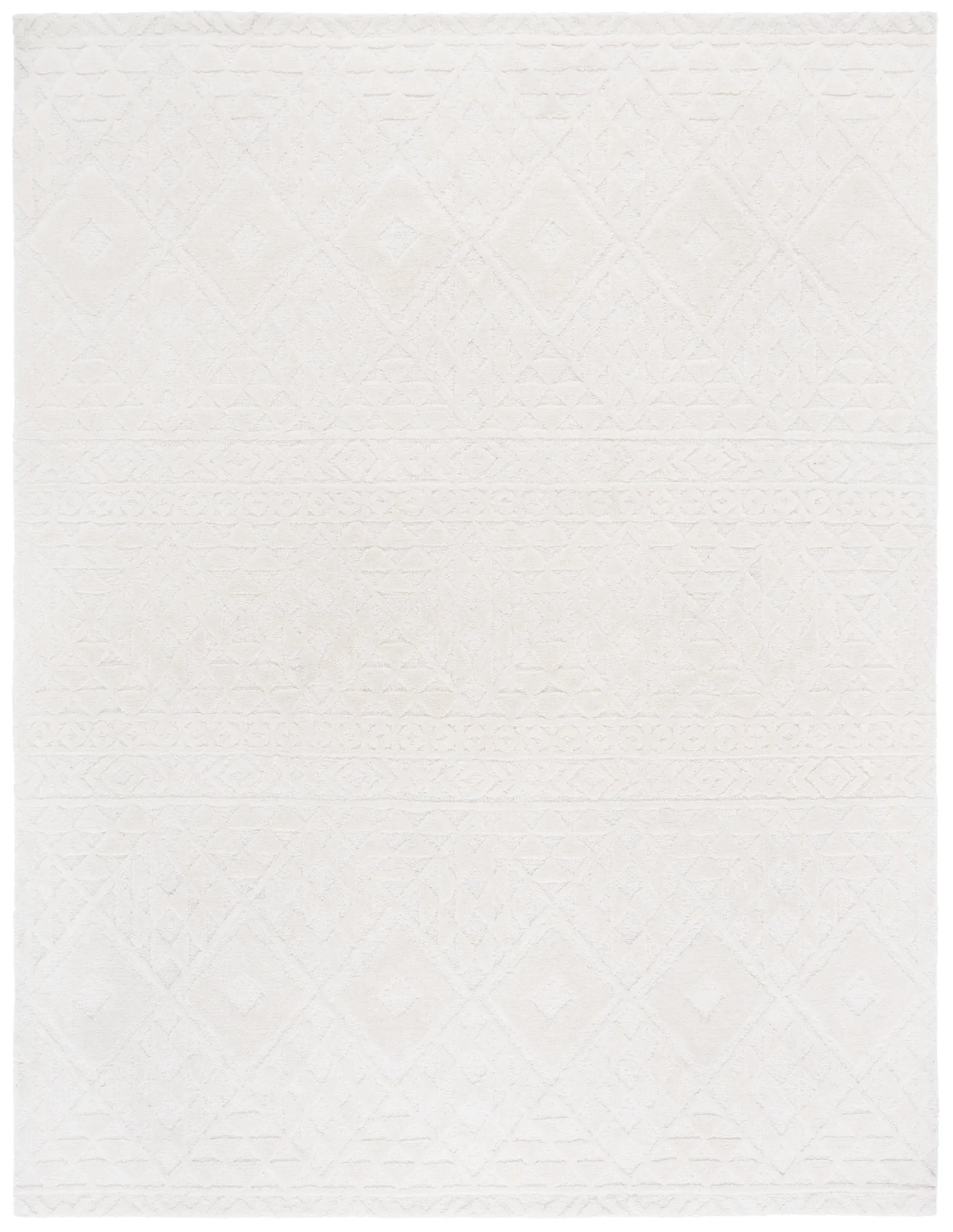 Mykonos Textured Diamond Hand-Tufted Wool Rug in Ivory