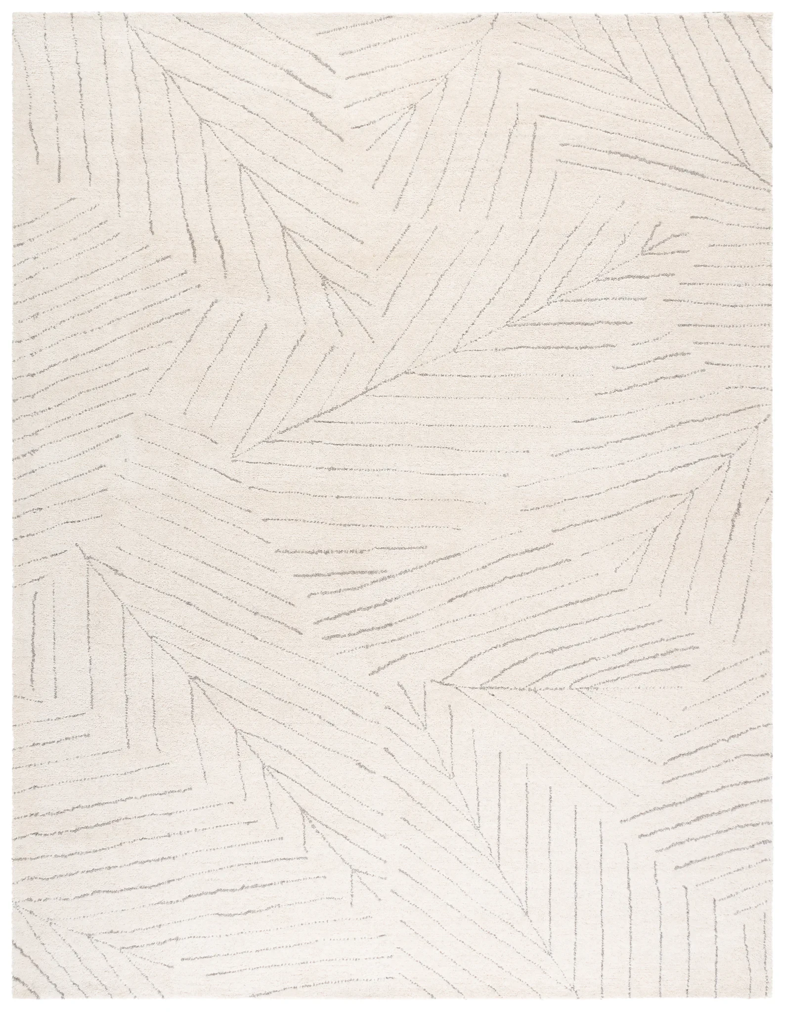Mykonos Abstract Leaf Hand-Tufted Wool Rug in Ivory / Gray