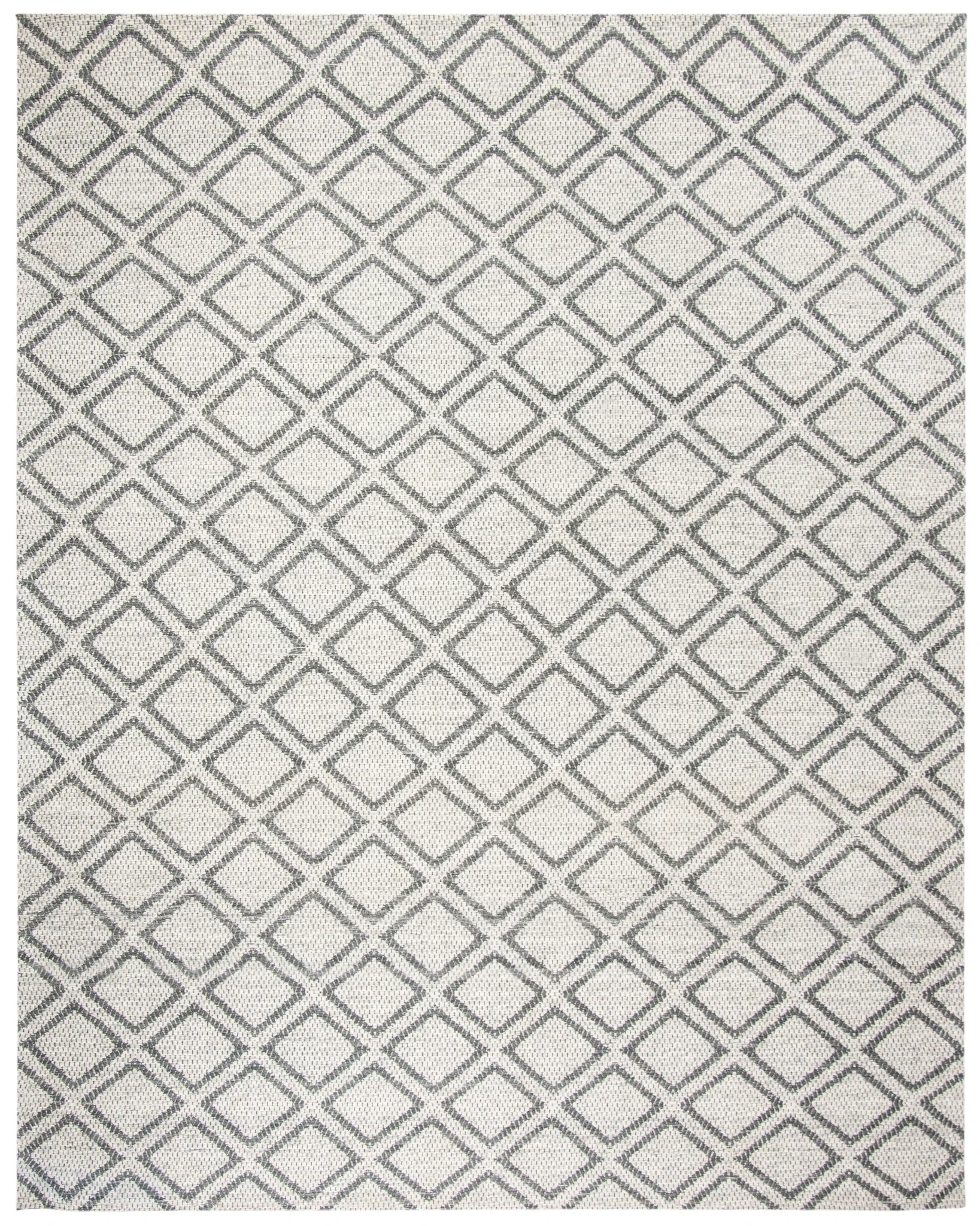 Micro-Loop Diamond Tile Hand-Tufted Wool Rug in Silver / Dark Gray