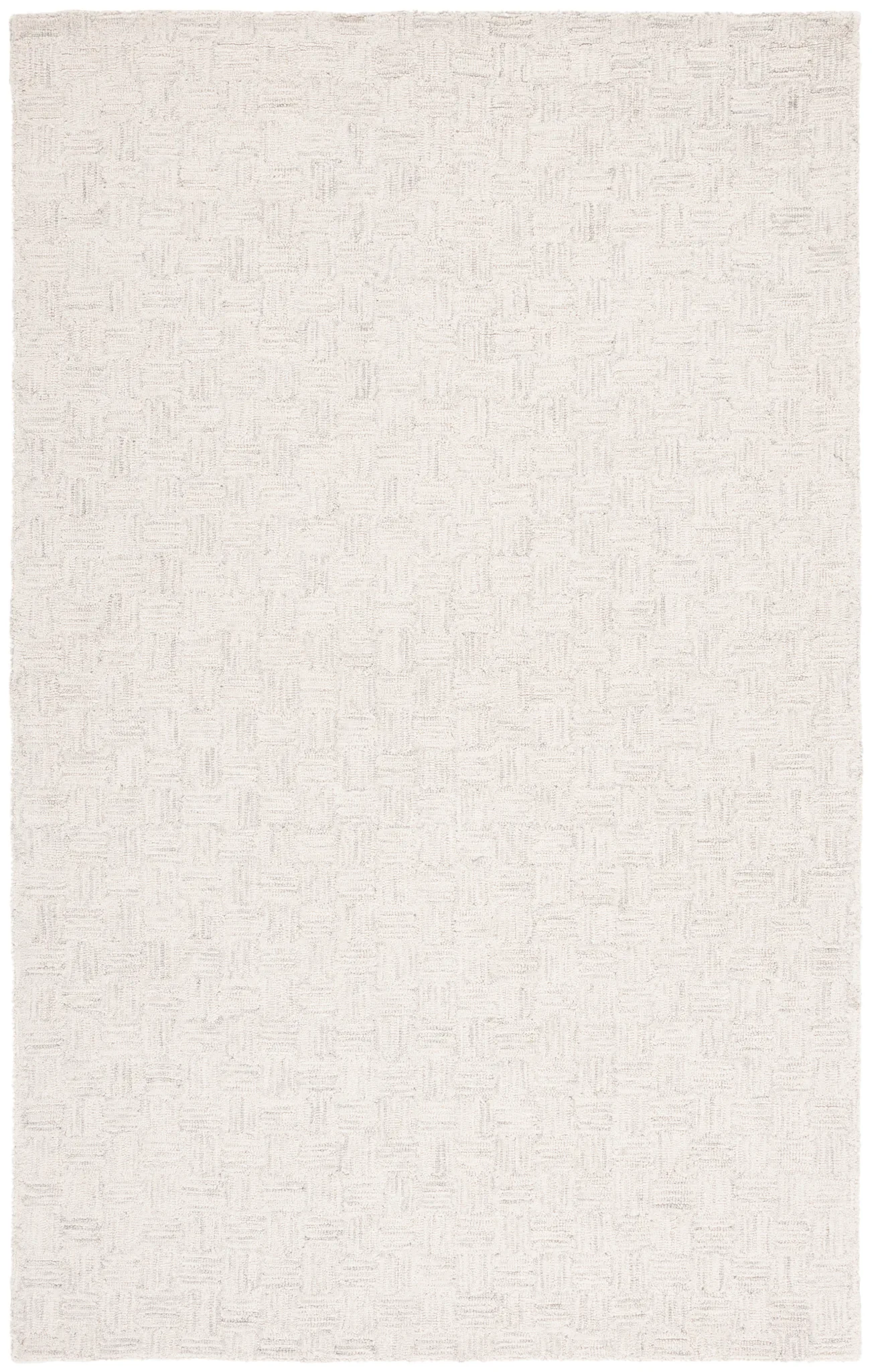 Micro-Loop Basketweave Hand-Tufted Wool Rug in Light Gray / Ivory
