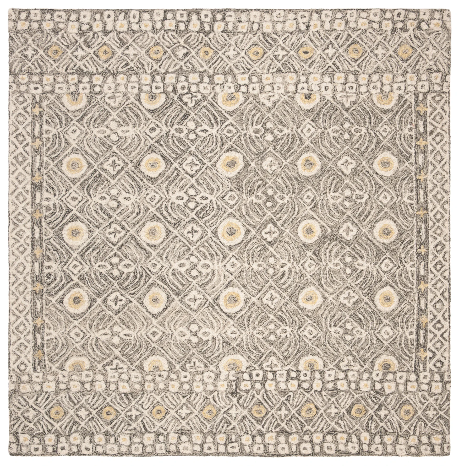 Micro-Loop Mosaic Hand-Tufted Wool Rug in Charcoal / Ivory
