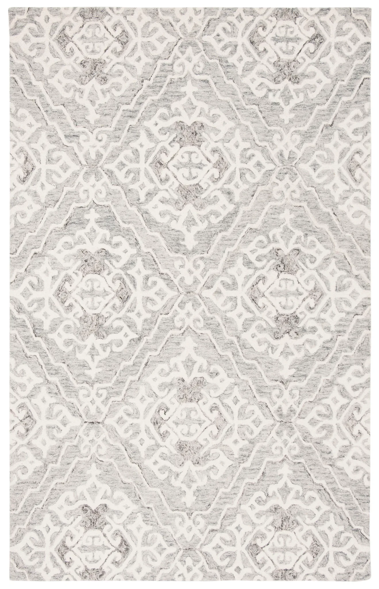 Micro-Loop Trellis Hand-Tufted Wool Rug in Gray / Ivory