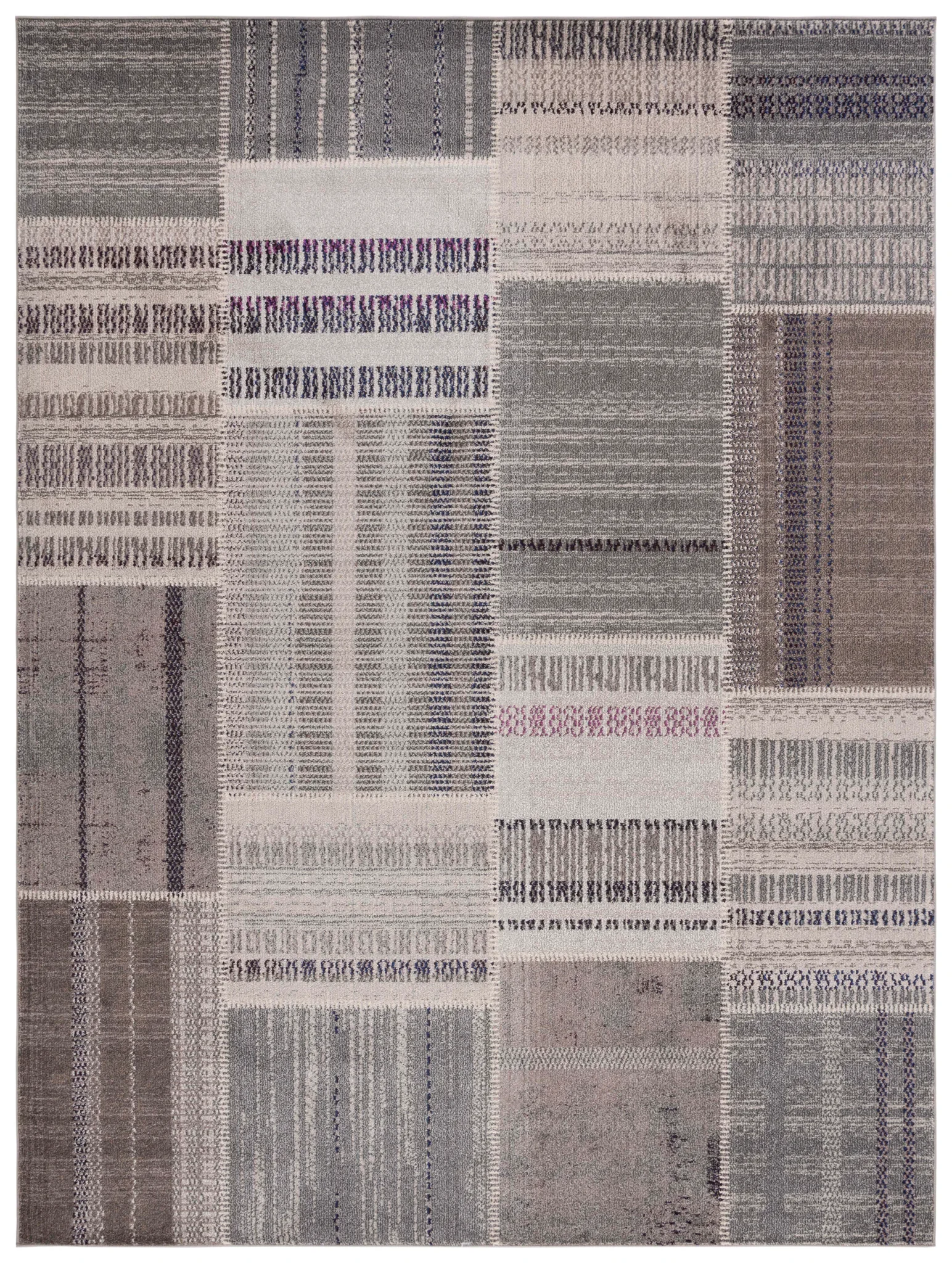 Monaco Block Patchwork Rug in Gray / Multicolor