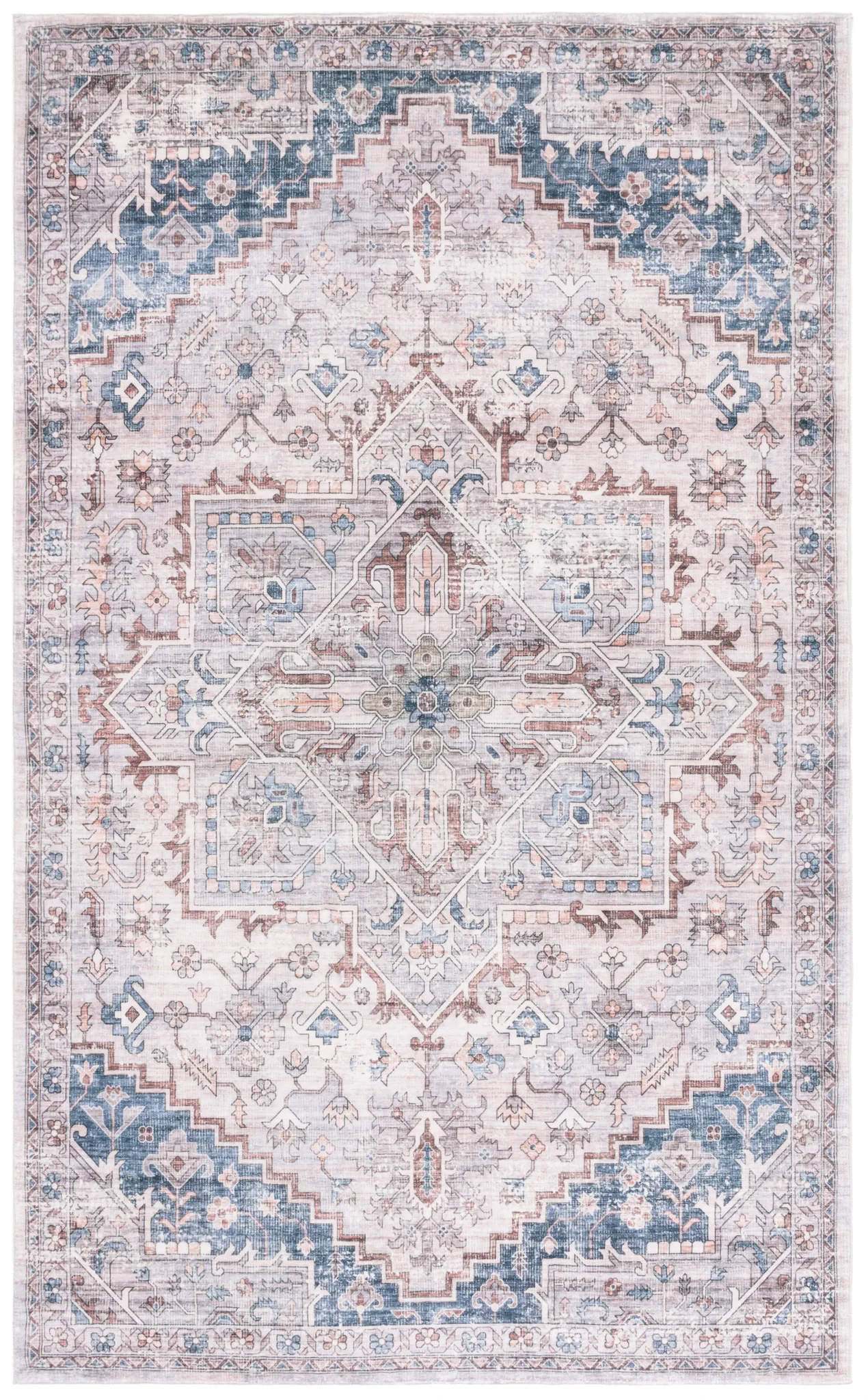 Montana Medallion Bordered Rug in Gray / Blue