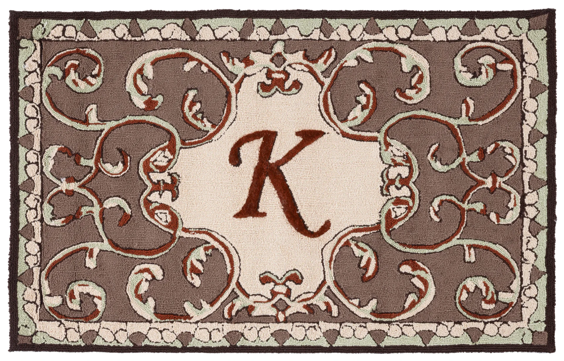 Monogram Scrollwork Outdoor Rug in Mocha