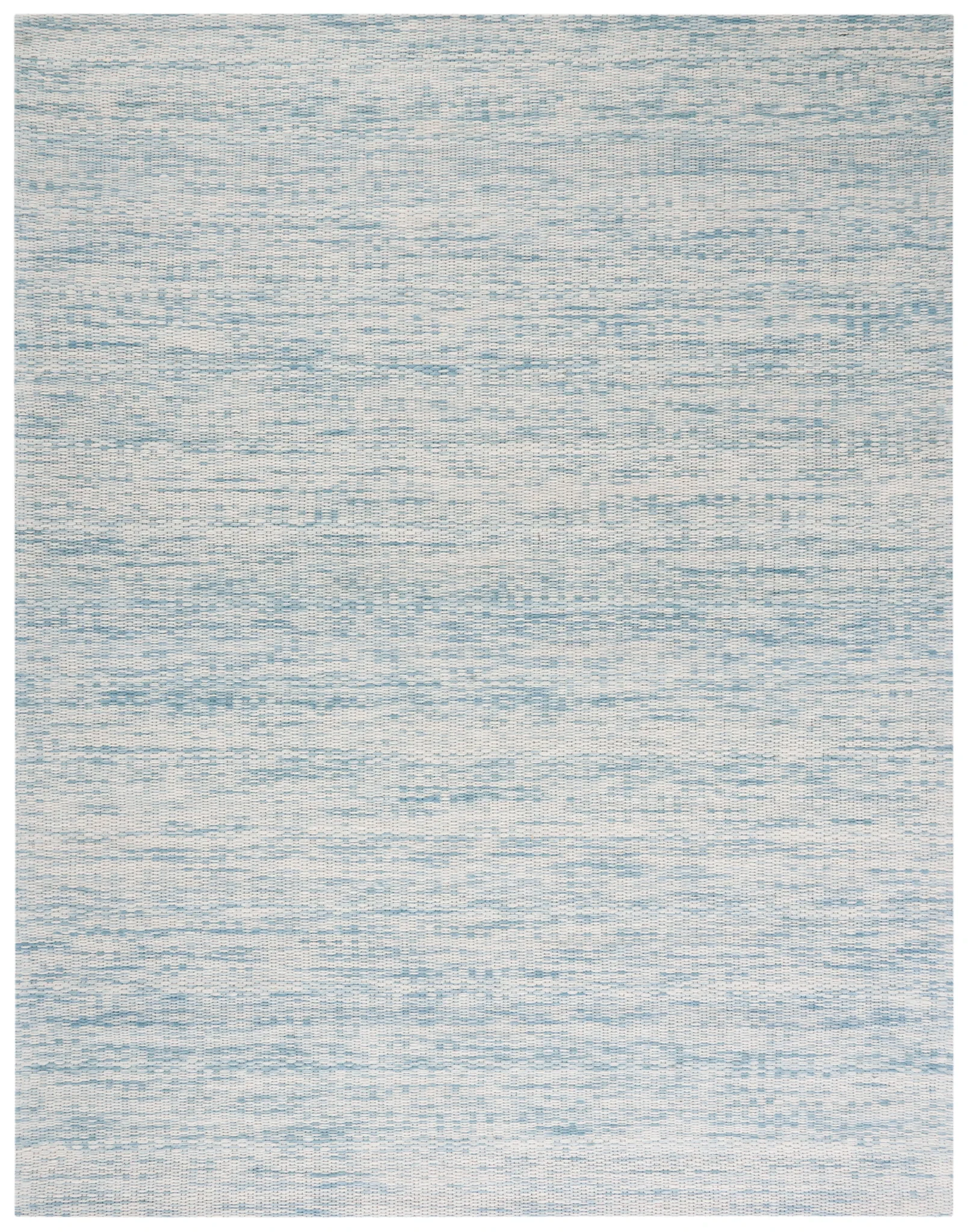 Marbella Striated Hand-Woven Wool Rug in Blue / Ivory