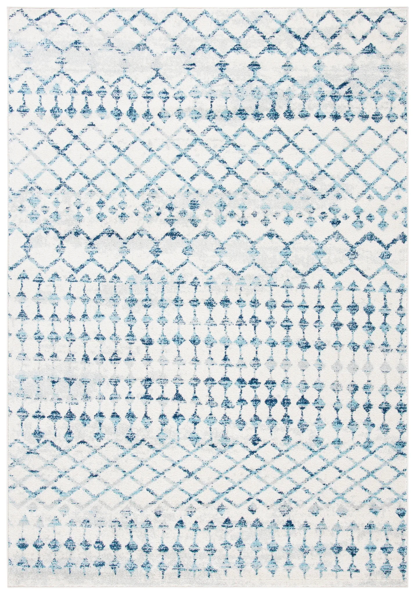 Mercer Lattice Band Rug in Ivory / Turquoise